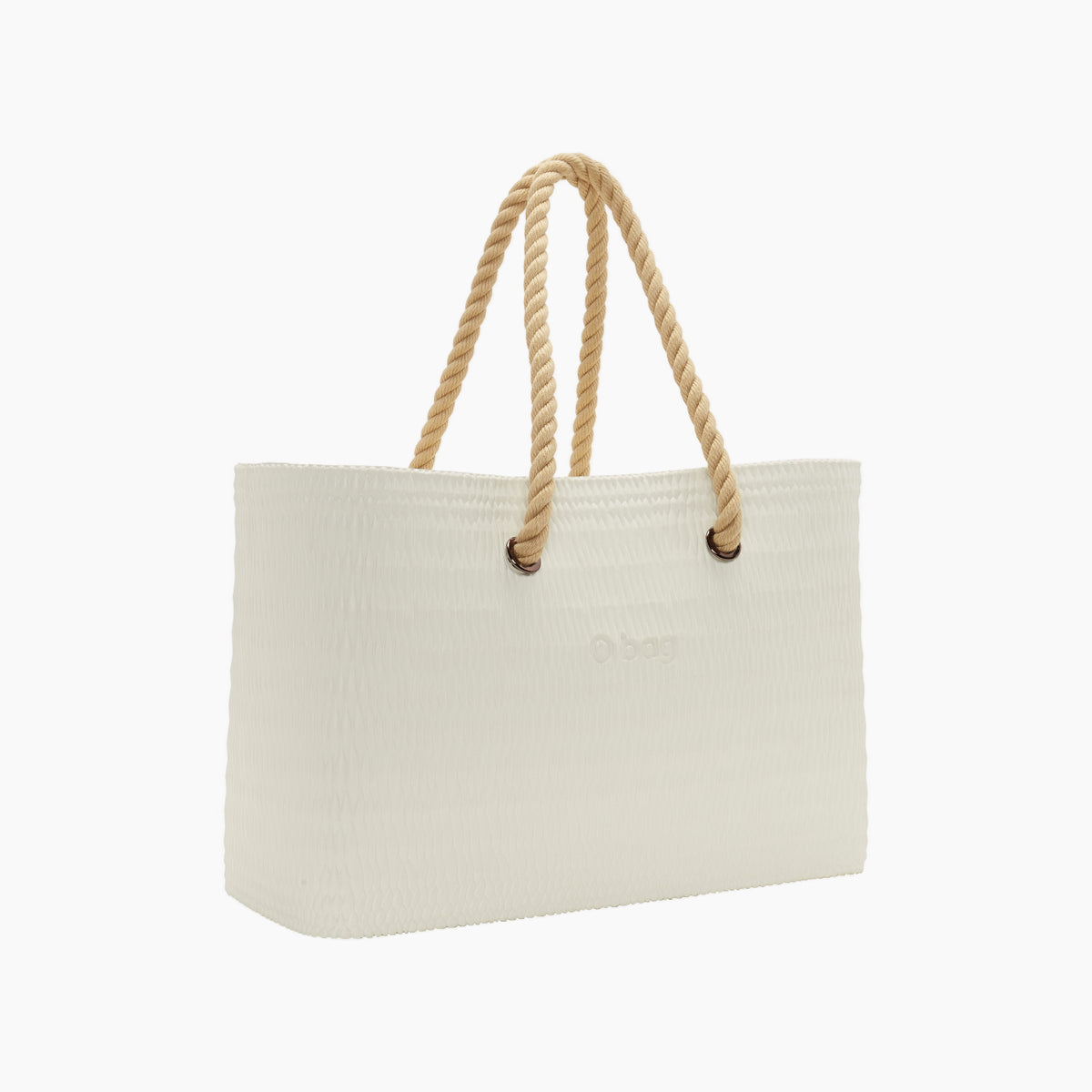 Komplette Obag Beach mit Langer Seilhenkel und Innentasche aus Milch-Canvas