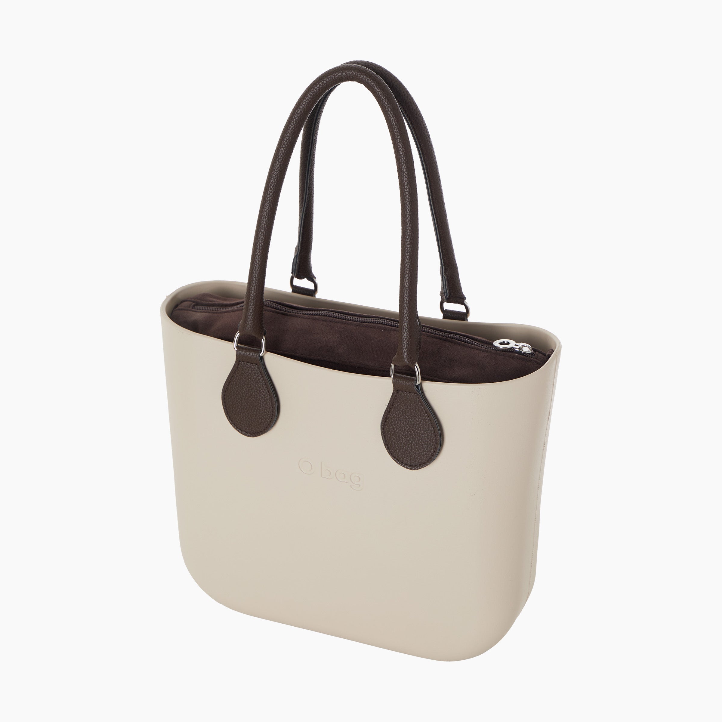 Borsa composta O bag Mini manico midi e sacca tessuto sintetico scamosciato sabbia