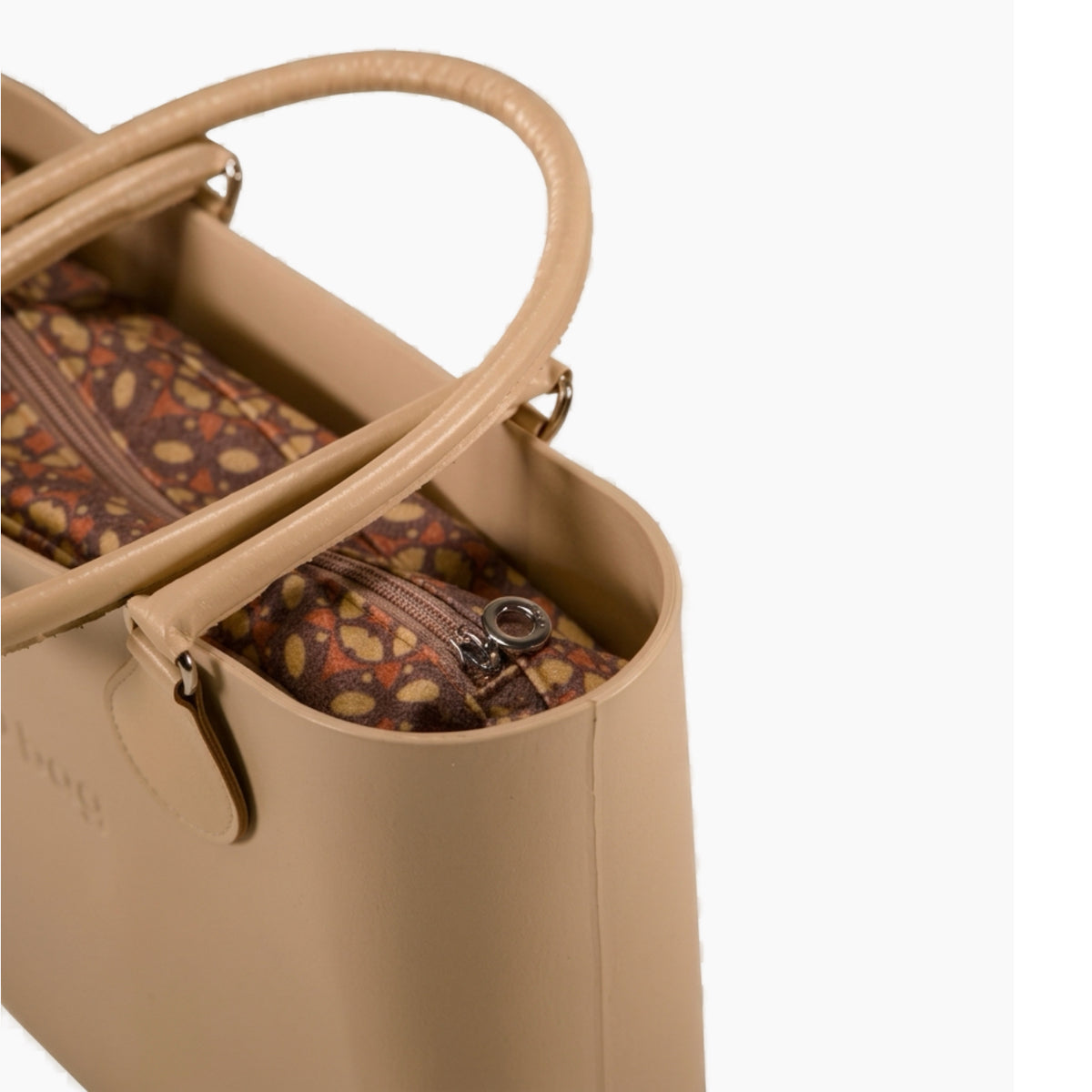 Komplette O Bag Mini mit Midi-Henkel und Innentasche aus Winter-Arabesque-Stoff