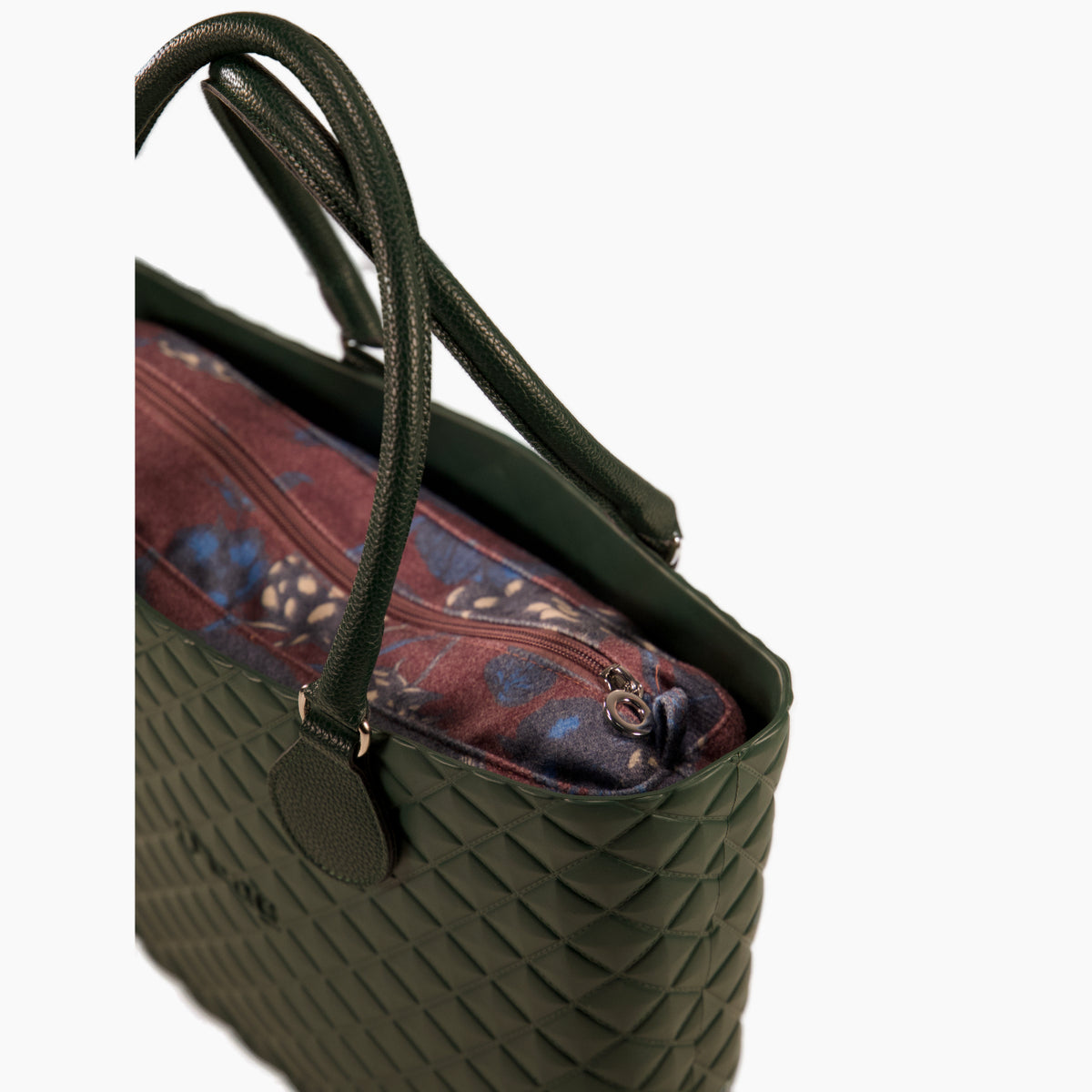 O Bag Urban Midi Complet avec Anse Midi et Pochette Intérieure en Tissu Wild Berries Vert
