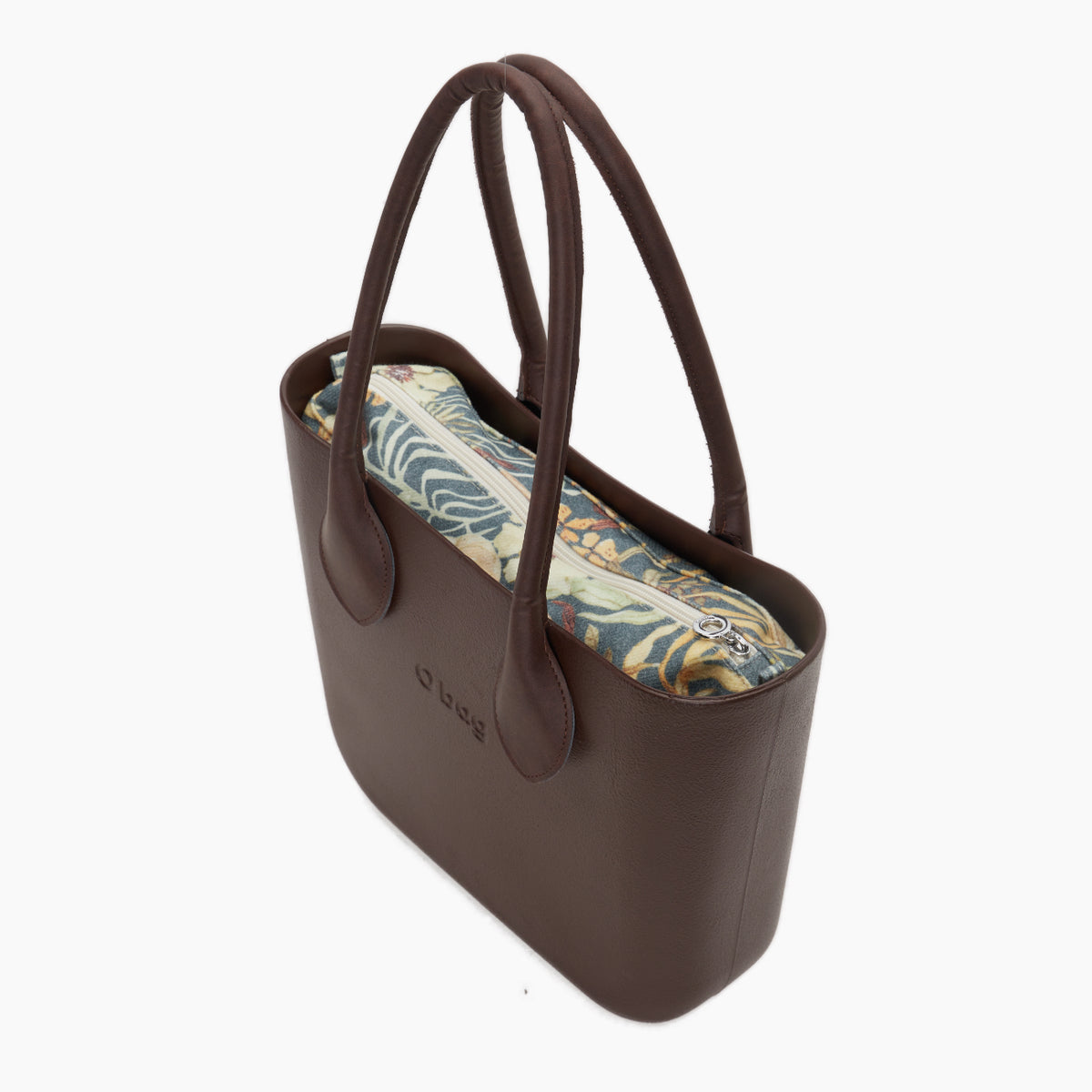 Borsa Composta O Bag Mini Manico Lungo A Cuore E Sacca Tessuto Vanila Rose Choco