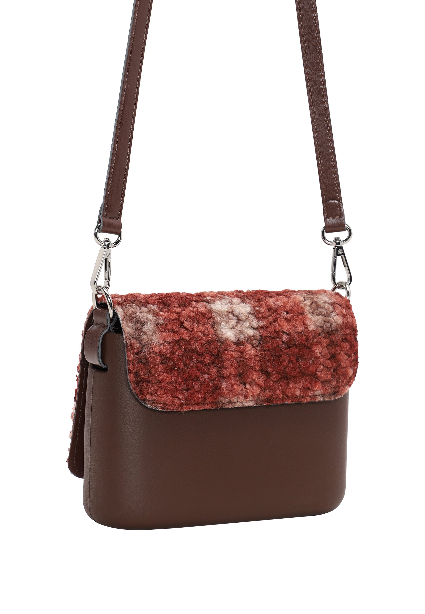 Zusammengesetzte Tasche O Pocket Überschlag Und Extraslim Schulterriemen Stoff Tartan 3D Schokolade