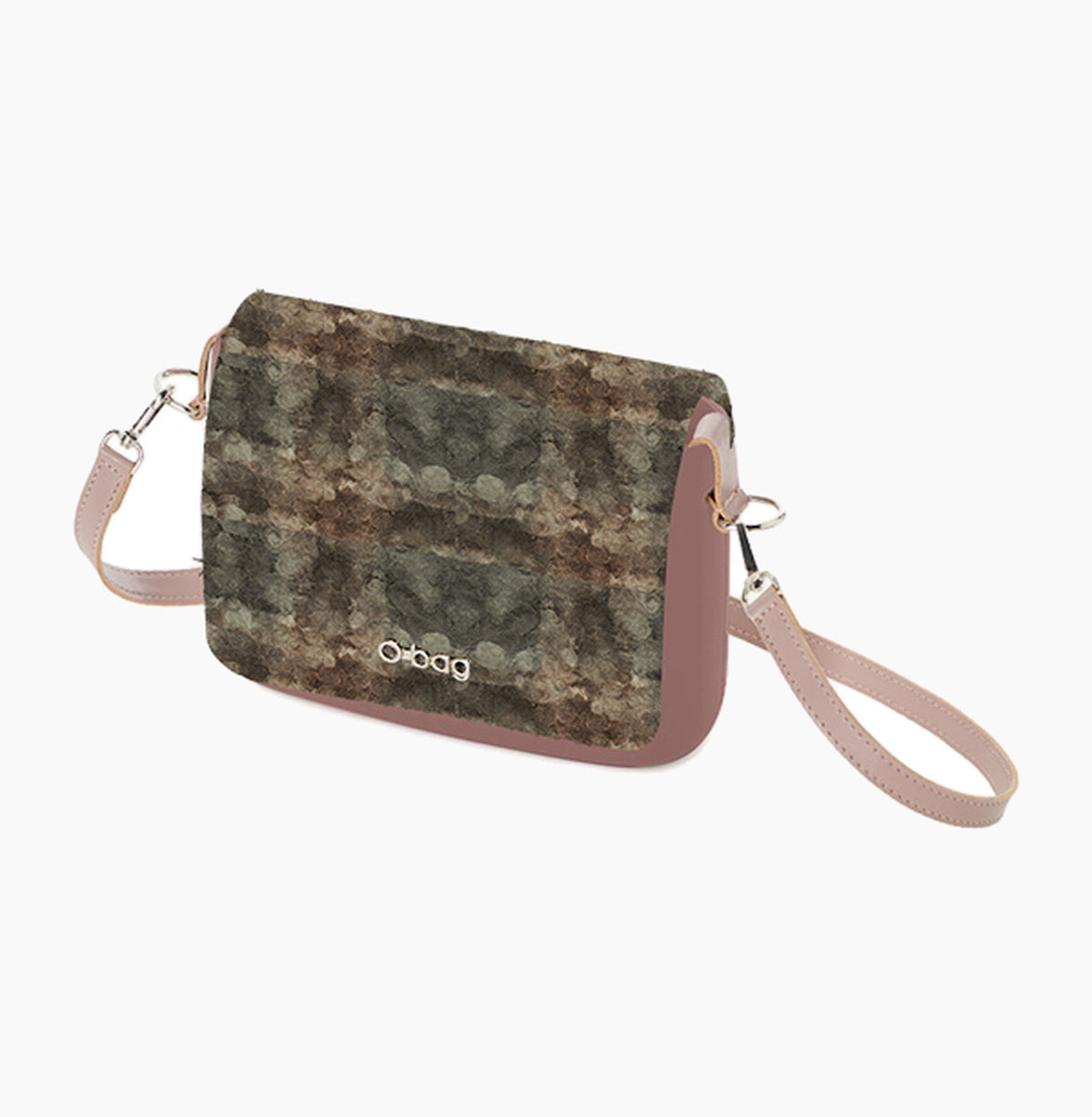 Borsa composta O Pocket pattina e tracolla extraslim tessuto tartan 3d old pink
