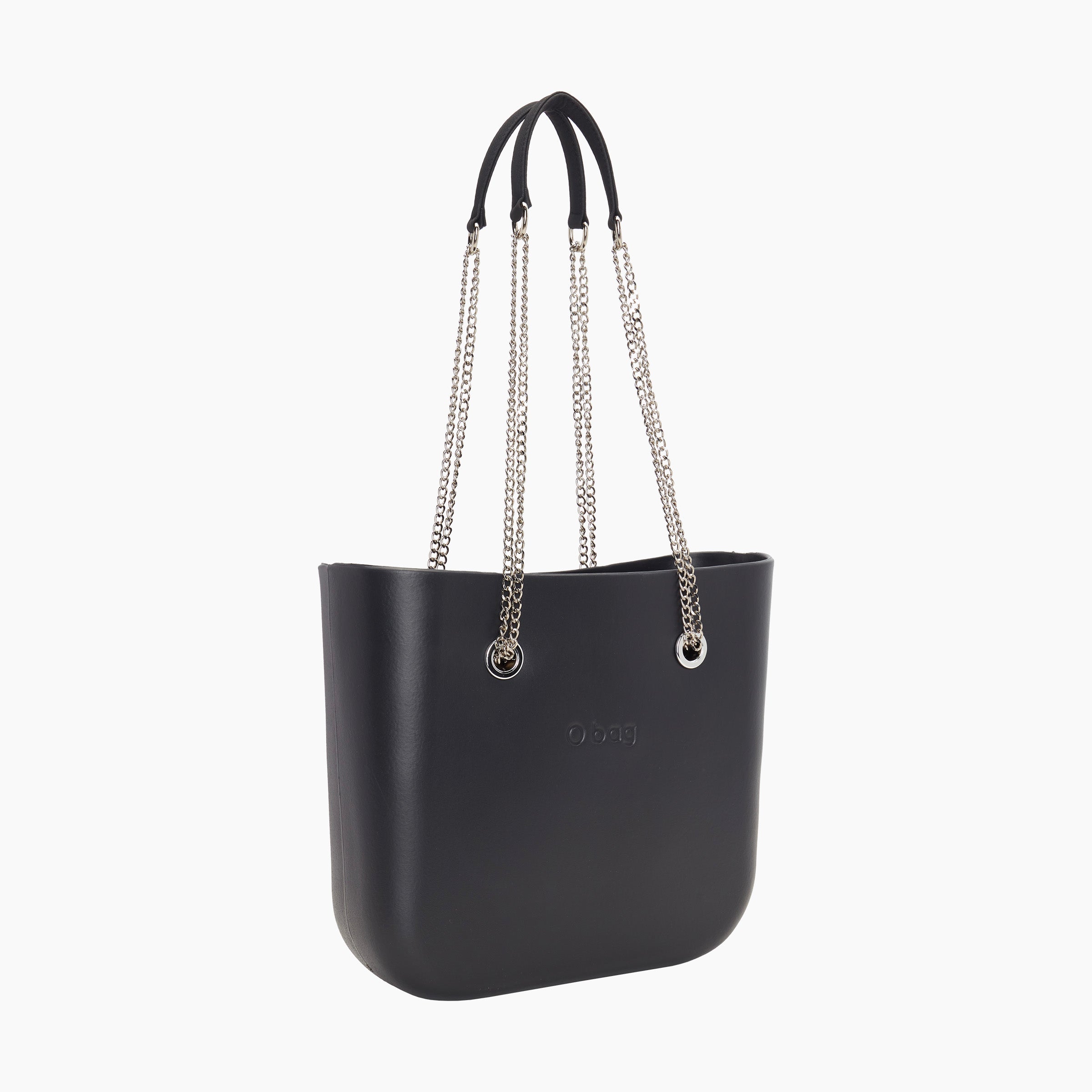 Zusammengesetzte Tasche Obag Mini Langer Kettenhenkel In T-Form Und Innentasche Stoff Canvas Schwarz