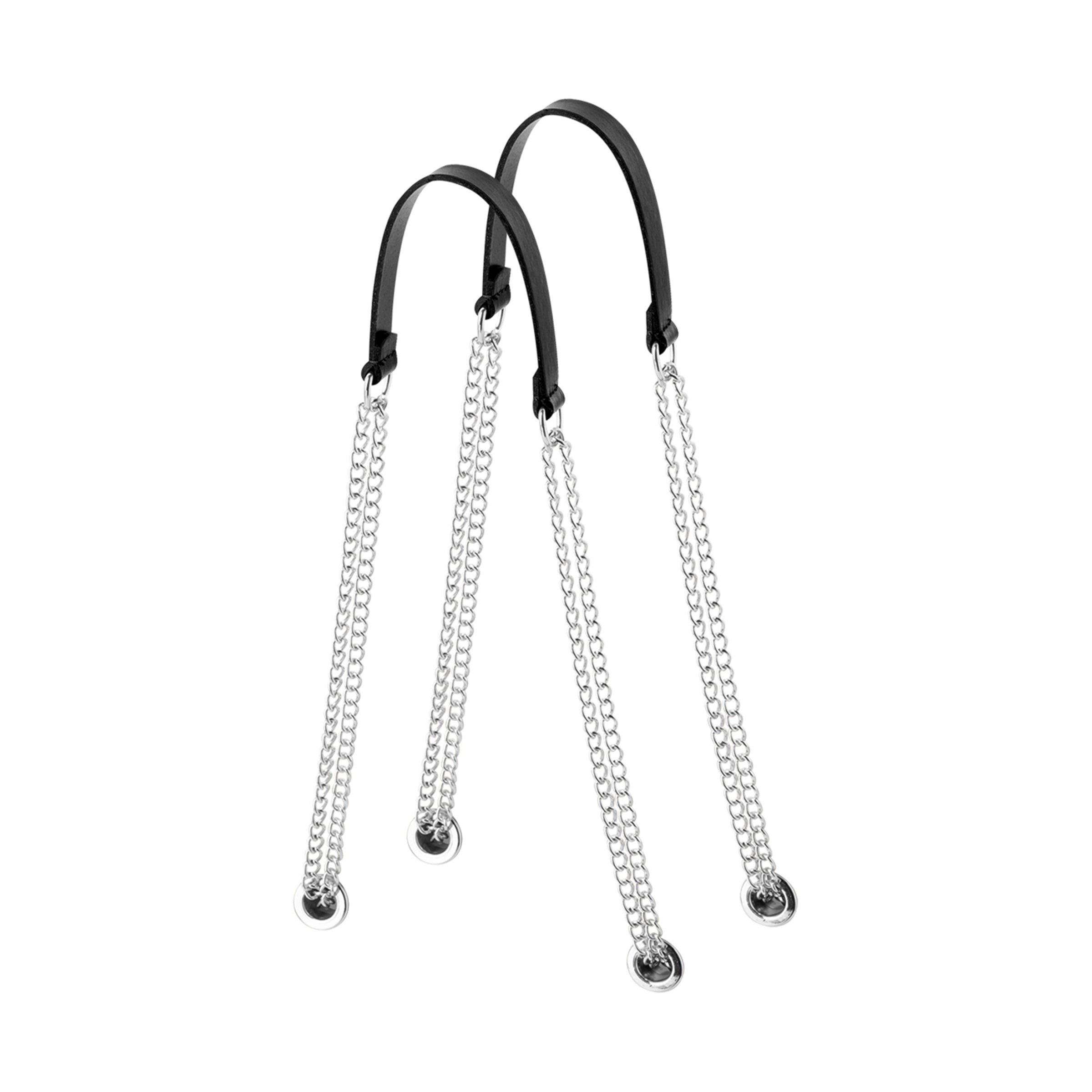 Anse Double Chaîne En T Tissu Synthétique Noir