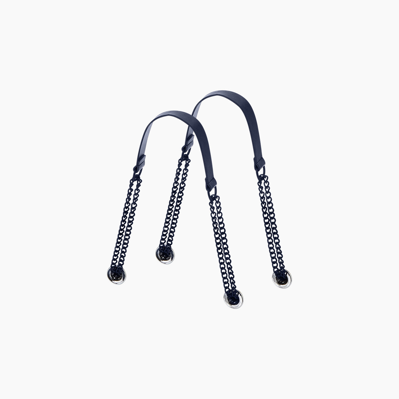 Manico doppia catena corto a t tessuto sintetico + catena smaltata blu navy