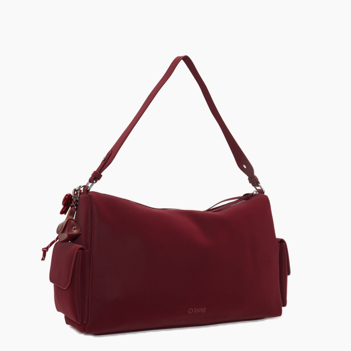 Komplette Tasche Mit Reißverschluss Und Taschen O Bag Sacca Iris Gummiertes Gewebe Neues Rot