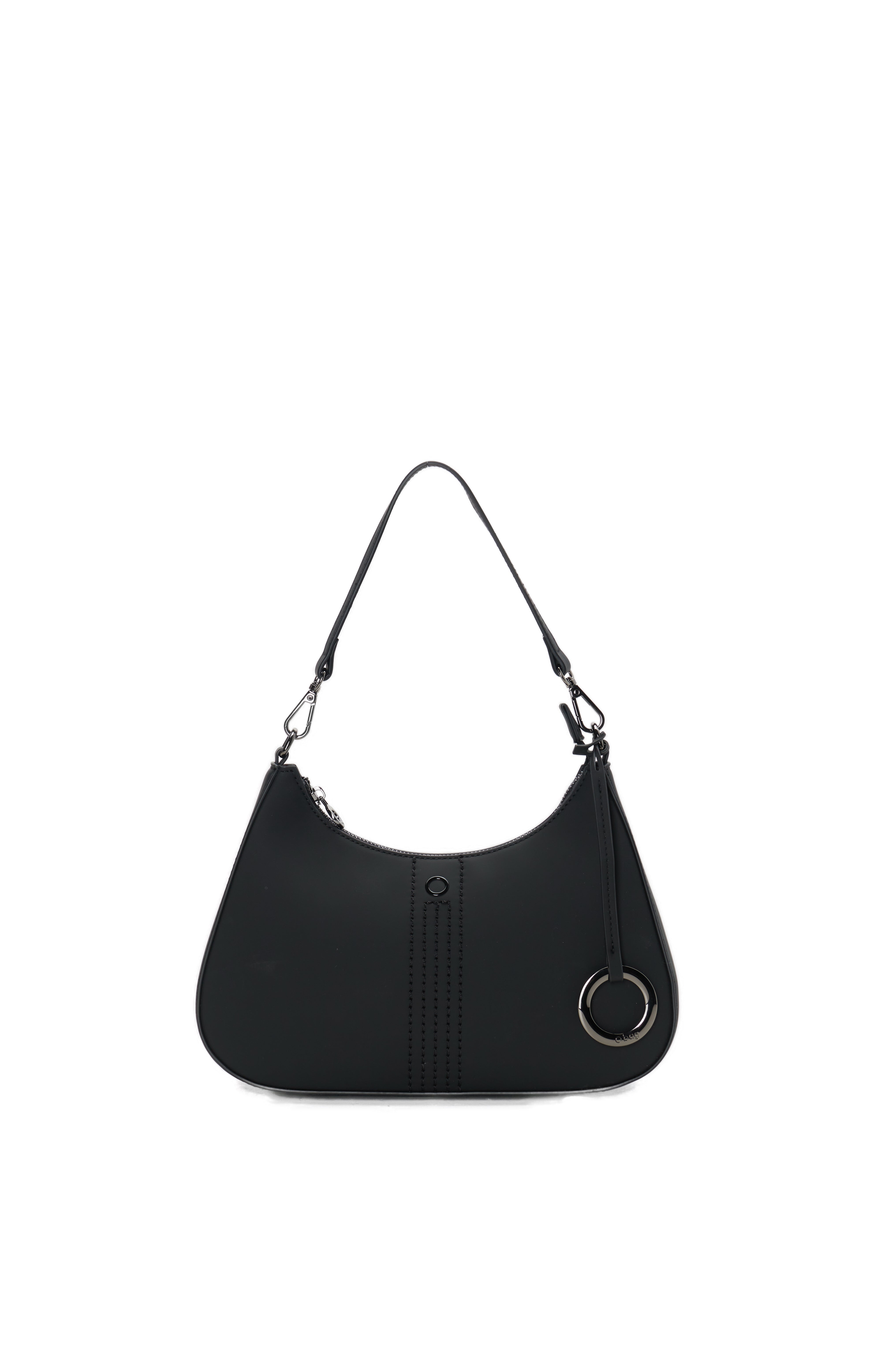 Sac Porté Épaule Complet Avec Fermeture Éclair O Bag Cortina Tissu Gommé Noir