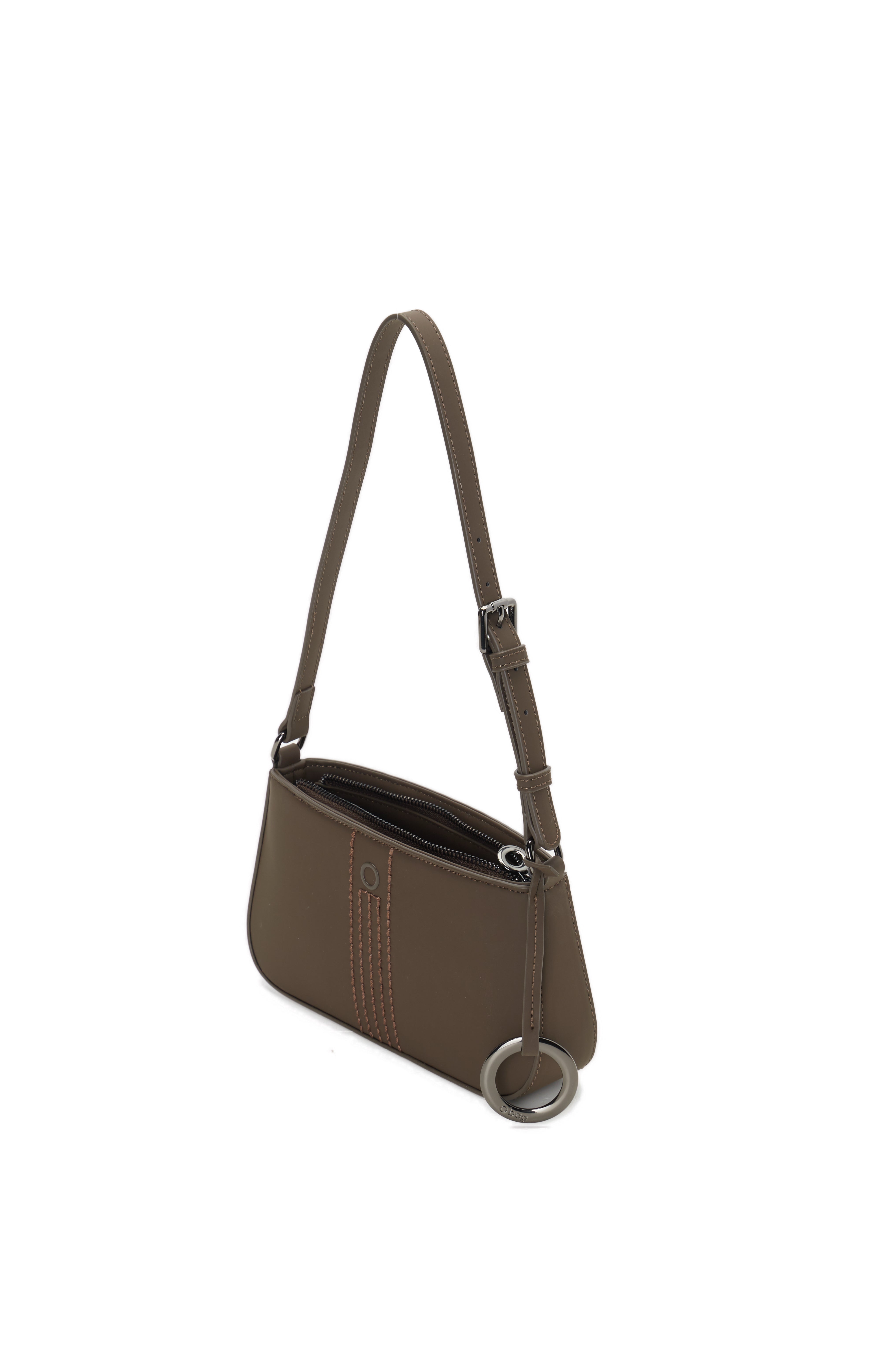 Sac Complet Avec Fermeture Éclair Et Bandoulière O Bag Verbier Tissu Gommé Chocolat