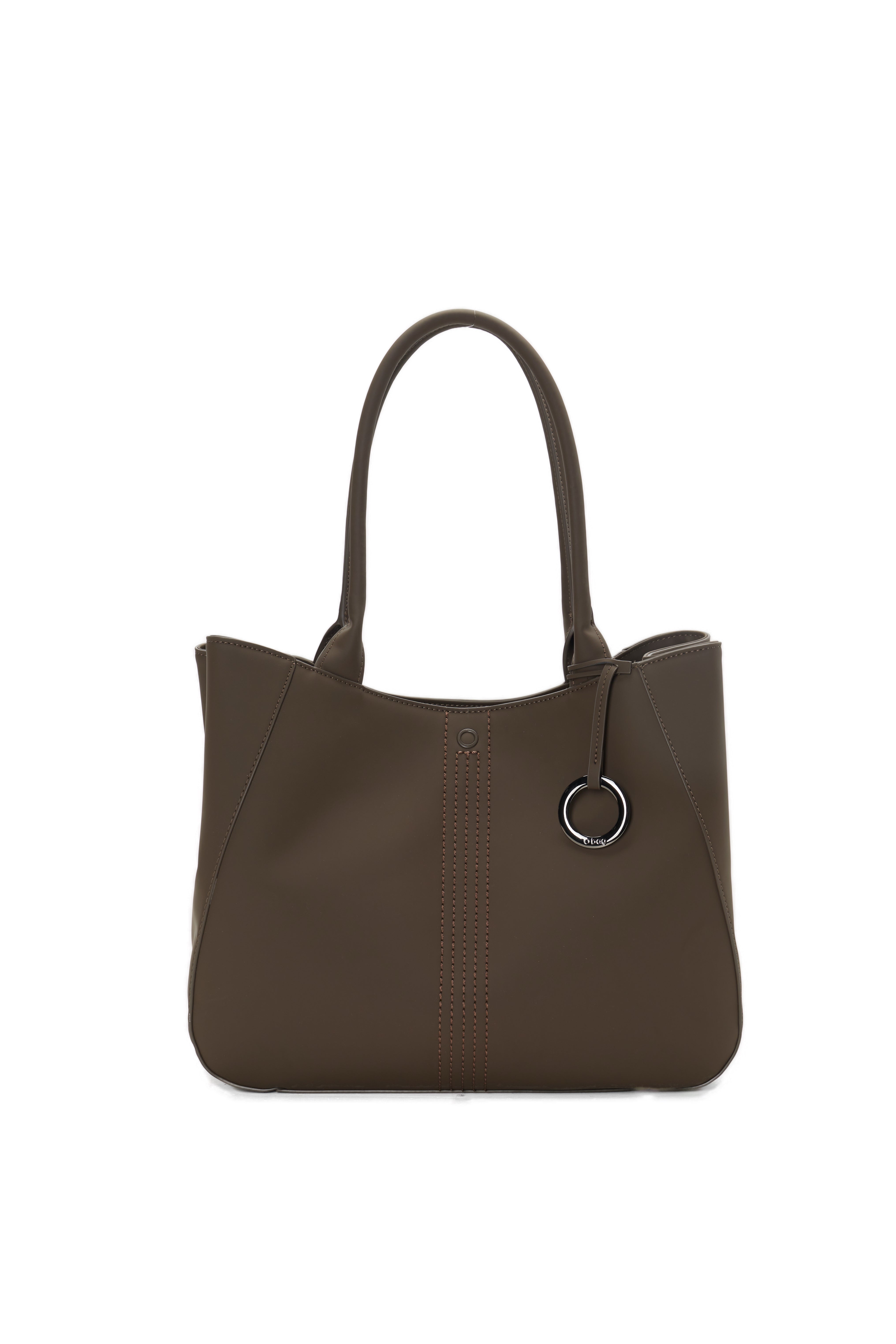 Sac Shopper Complet Avec Fermeture Éclair O Bag Courmayer Tissu Gommé Chocolat