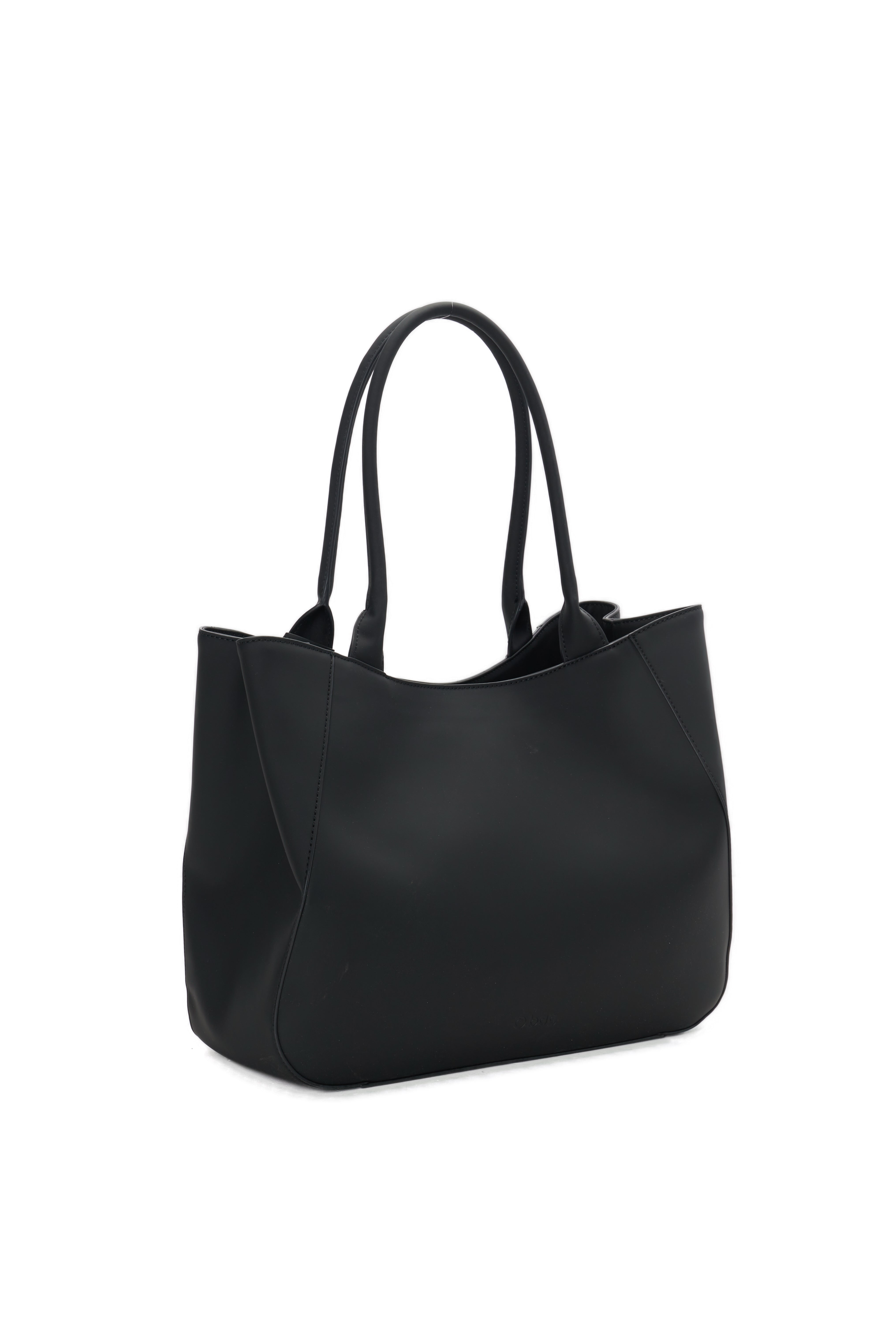 Sac Shopper Complet Avec Fermeture Éclair O Bag Courmayer Tissu Gommé Noir