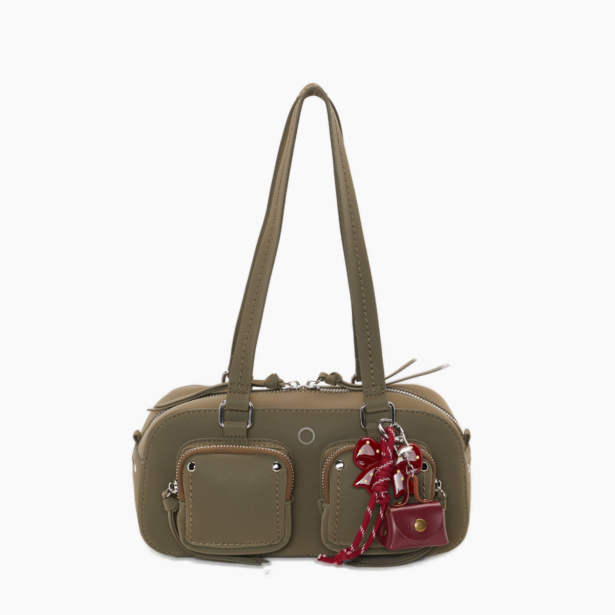 Complete Bag With Zip Closure And Pockets O Bag Bauletto Iris Green Rubberized Fabric