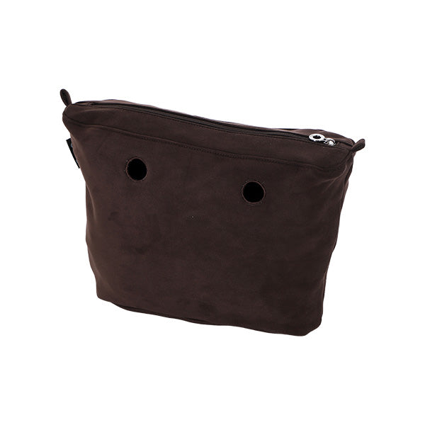 Sac Intérieur Zippé O Bag Mini Tissu Suédine Synthétique Marron Foncé
