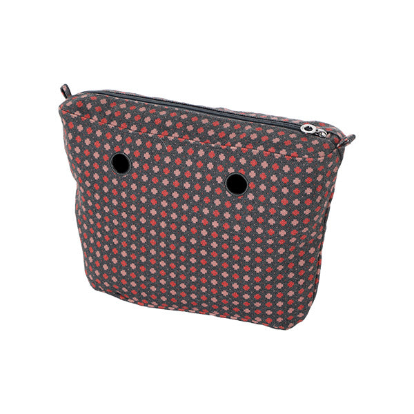Sac Intérieur Zippé O Bag Mini Tissu Tweed Géométrique Rose Ancien