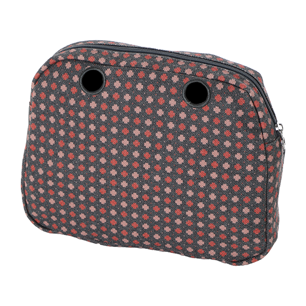 Sac Intérieur Zippé O Bag Reverse Tissu Tweed Géométrique Rose Ancien