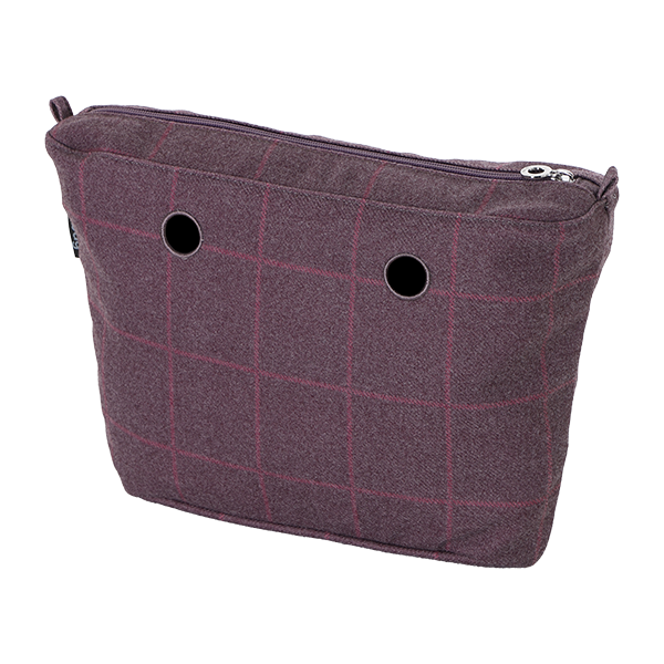 Sac Intérieur Zippé O Bag Urban Midi Tissu À Carreaux Bordeaux