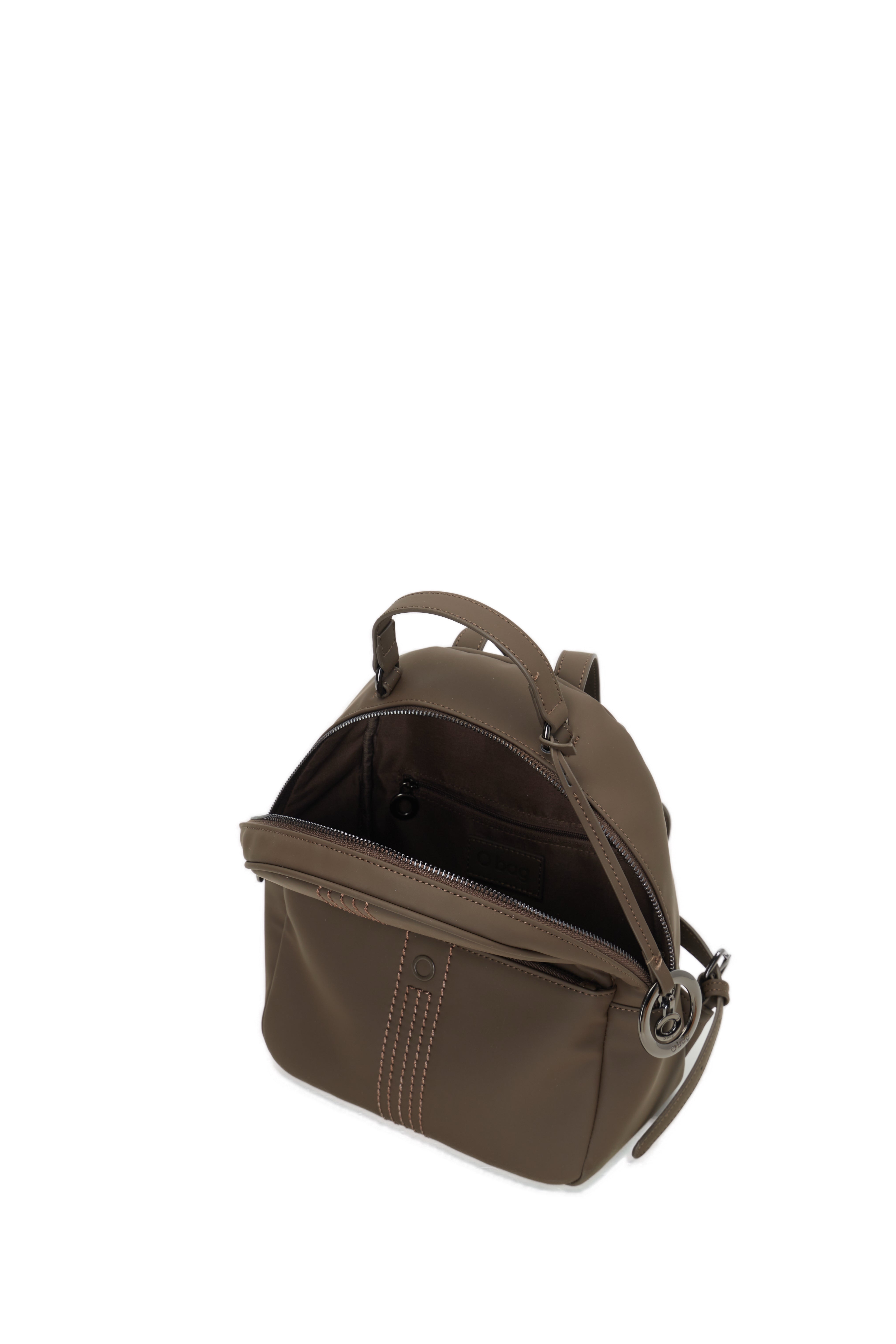 Sac À Dos Complet Avec Fermeture Éclair Et Poche O Bag Thuile Tissu Gommé Chocolat