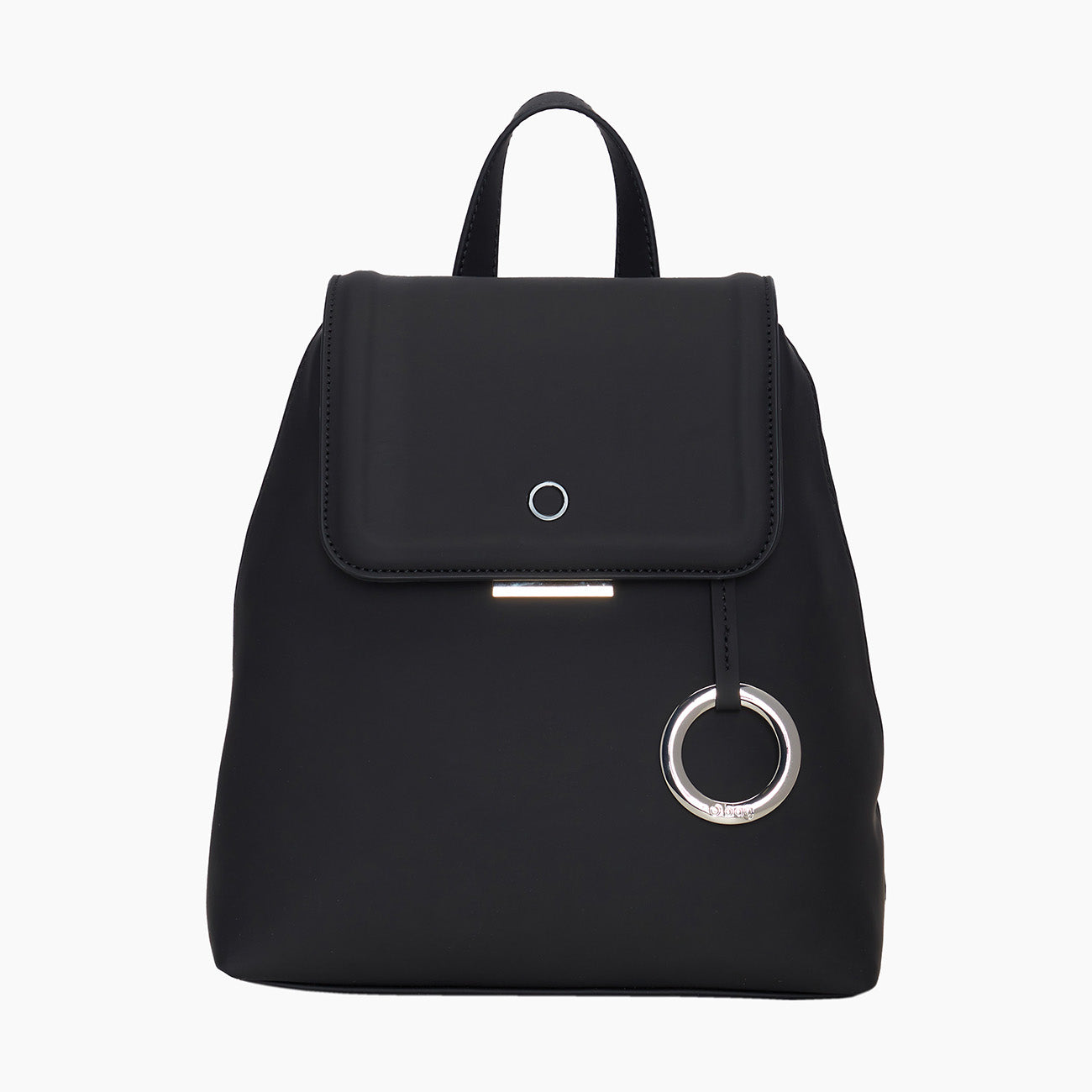 Kompletter Rucksack Mit Überschlag Und Schultergurt O Bag Chilly Gummiertes Gewebe Schwarz