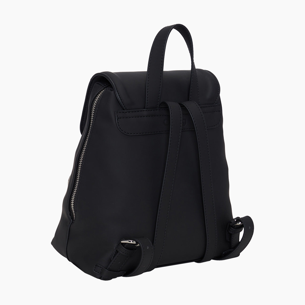 Kompletter Rucksack Mit Überschlag Und Schultergurt O Bag Chilly Gummiertes Gewebe Schwarz