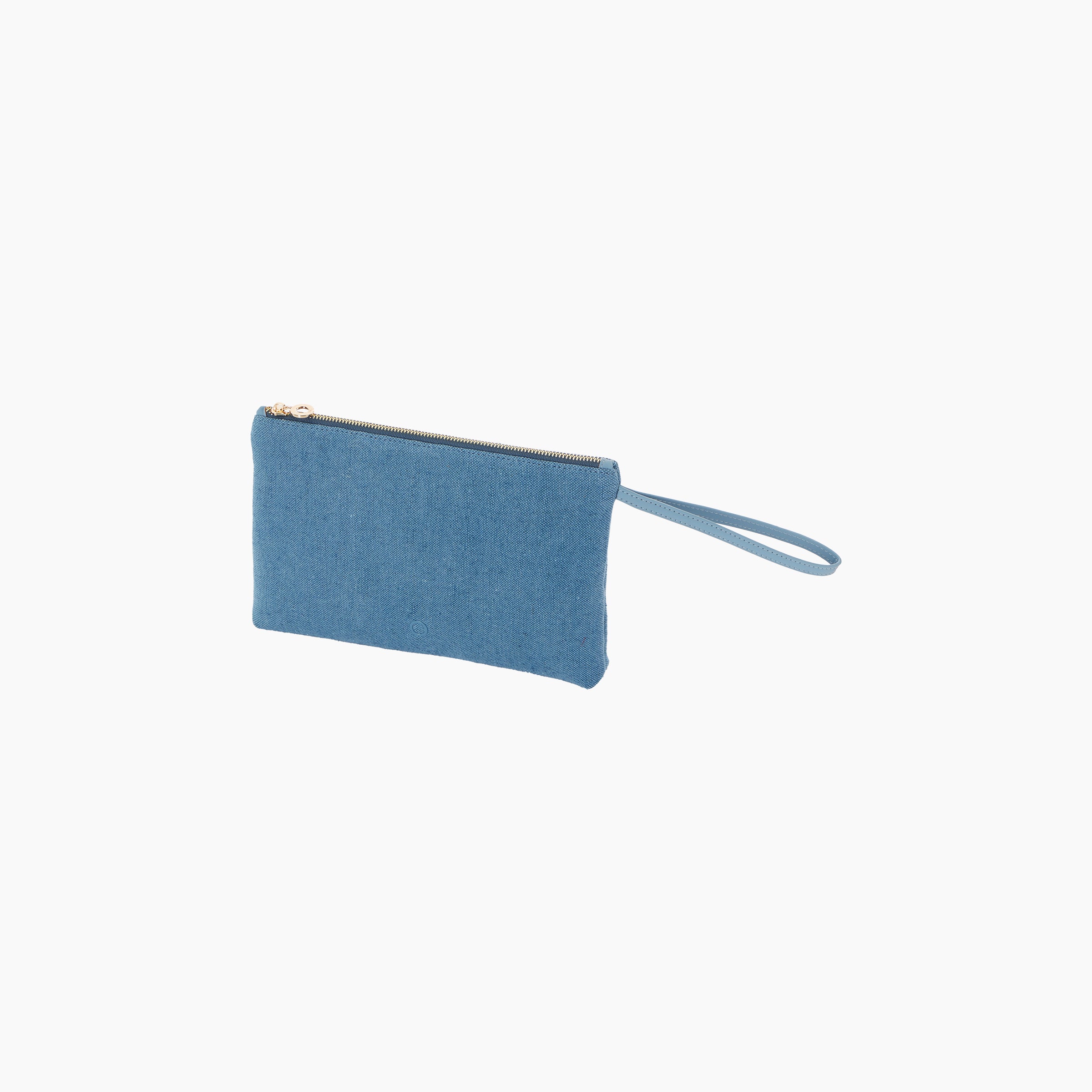 Täschchen Mit Reissverschluss Und Kurzem Henkel O Bag Ponza Canvas Drill Hellblau