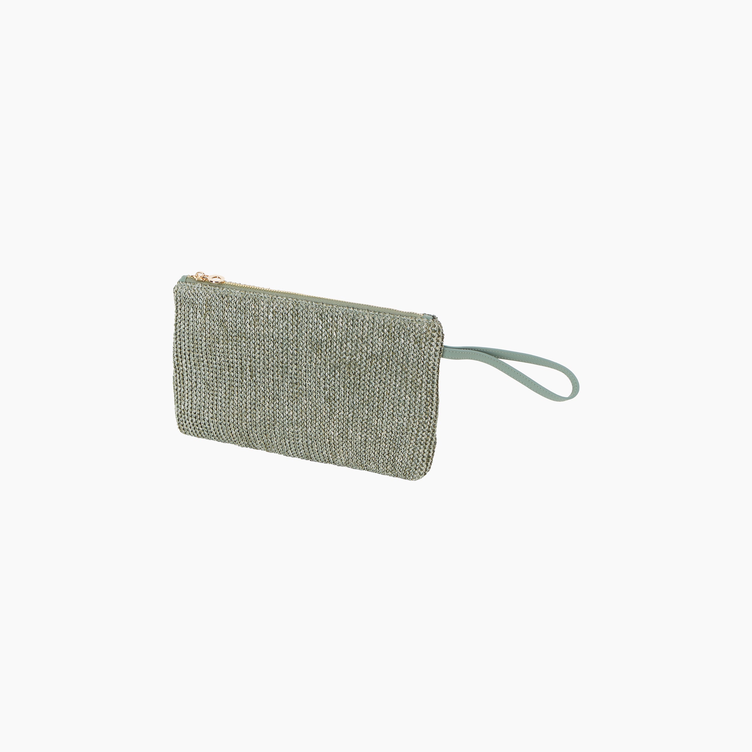 Bolsito Con Cremallera Y Asa Corta O Bag Ponza Tejido Shiny Crochet Matcha