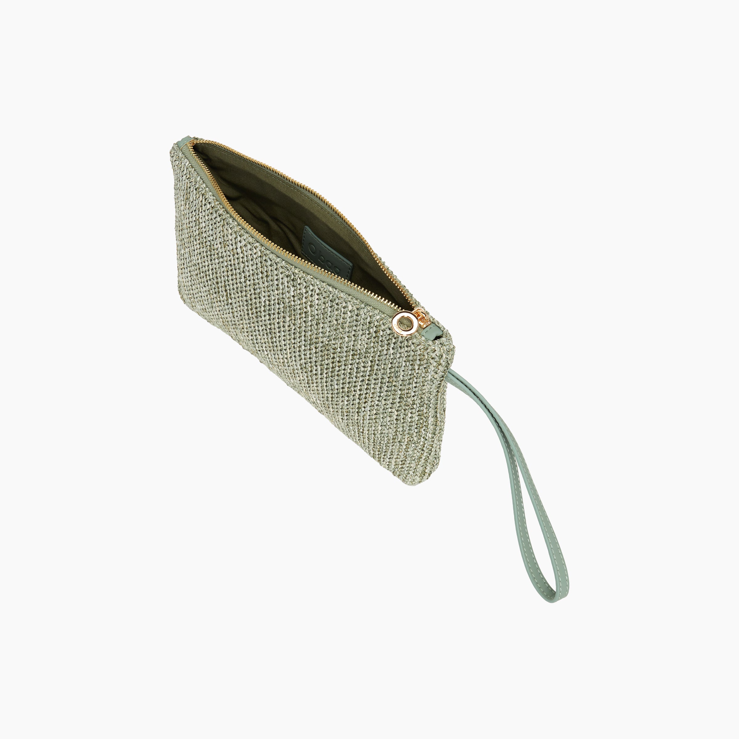 Bolsito Con Cremallera Y Asa Corta O Bag Ponza Tejido Shiny Crochet Matcha