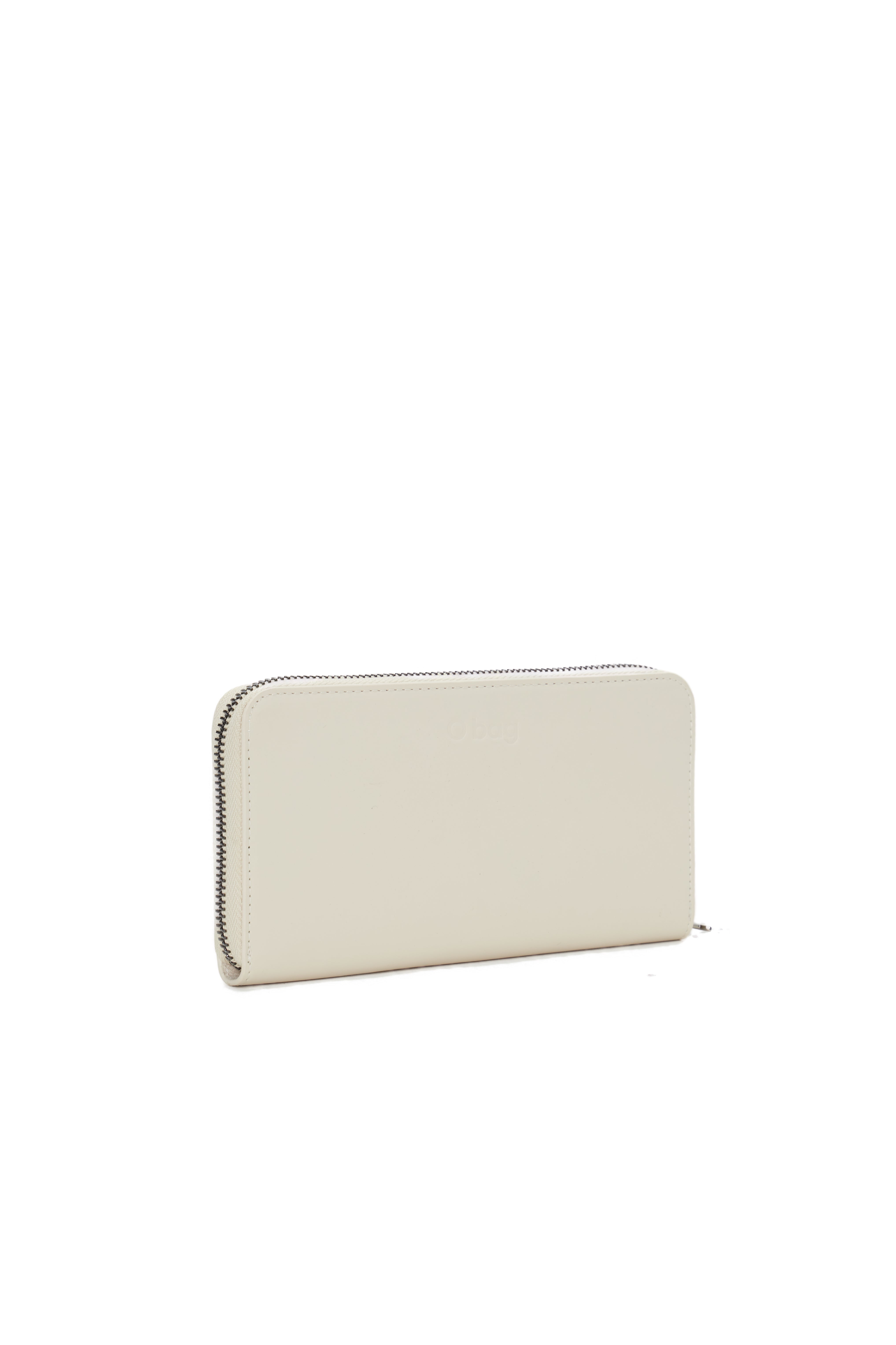 Portefeuille Complet Femme Avec Fermeture Éclair O Wally Mughetto Tissu Gommé Beurre