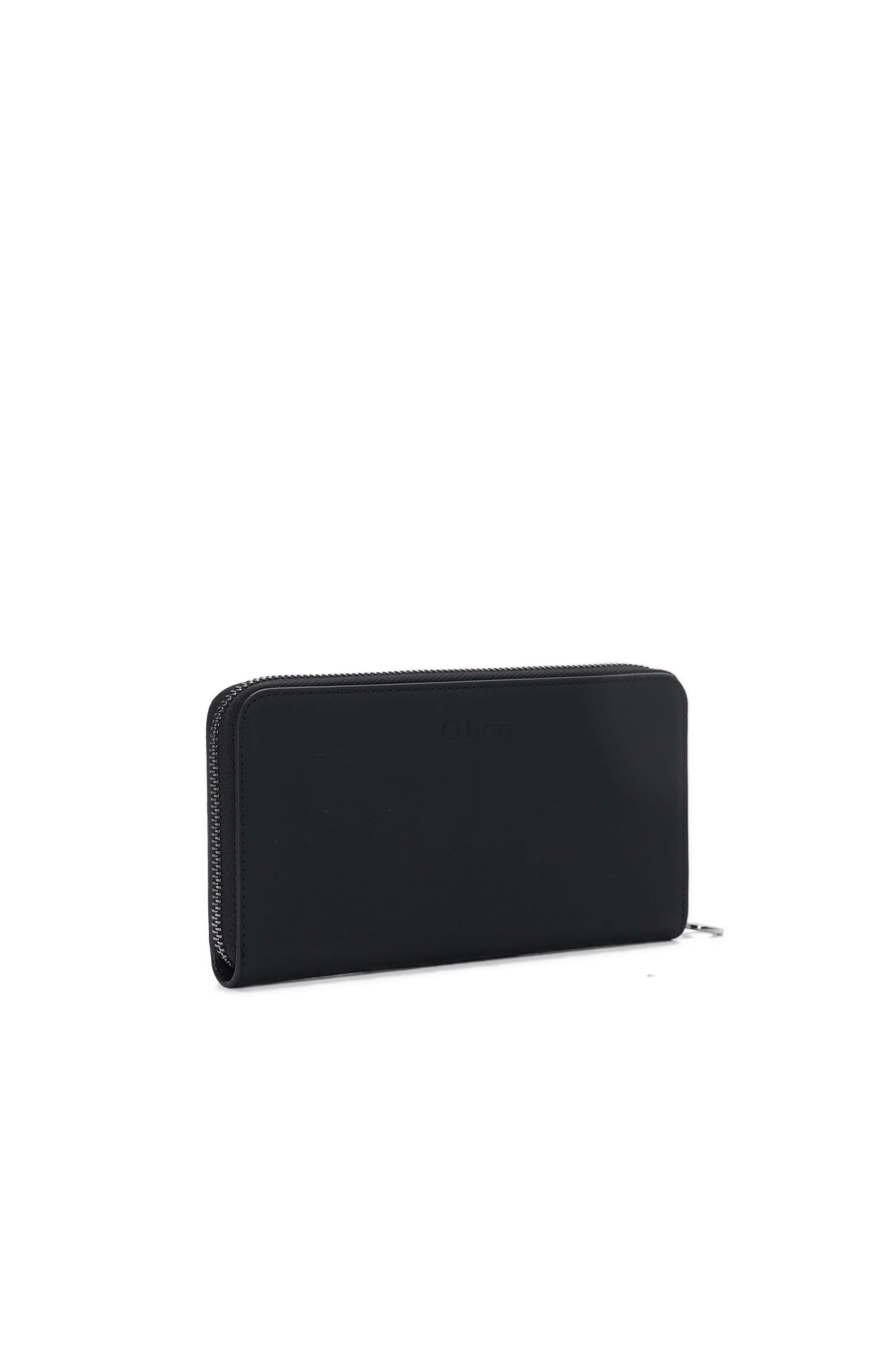 Portefeuille Complet Femme Avec Fermeture Éclair O Wally Mughetto Tissu Gommé Noir