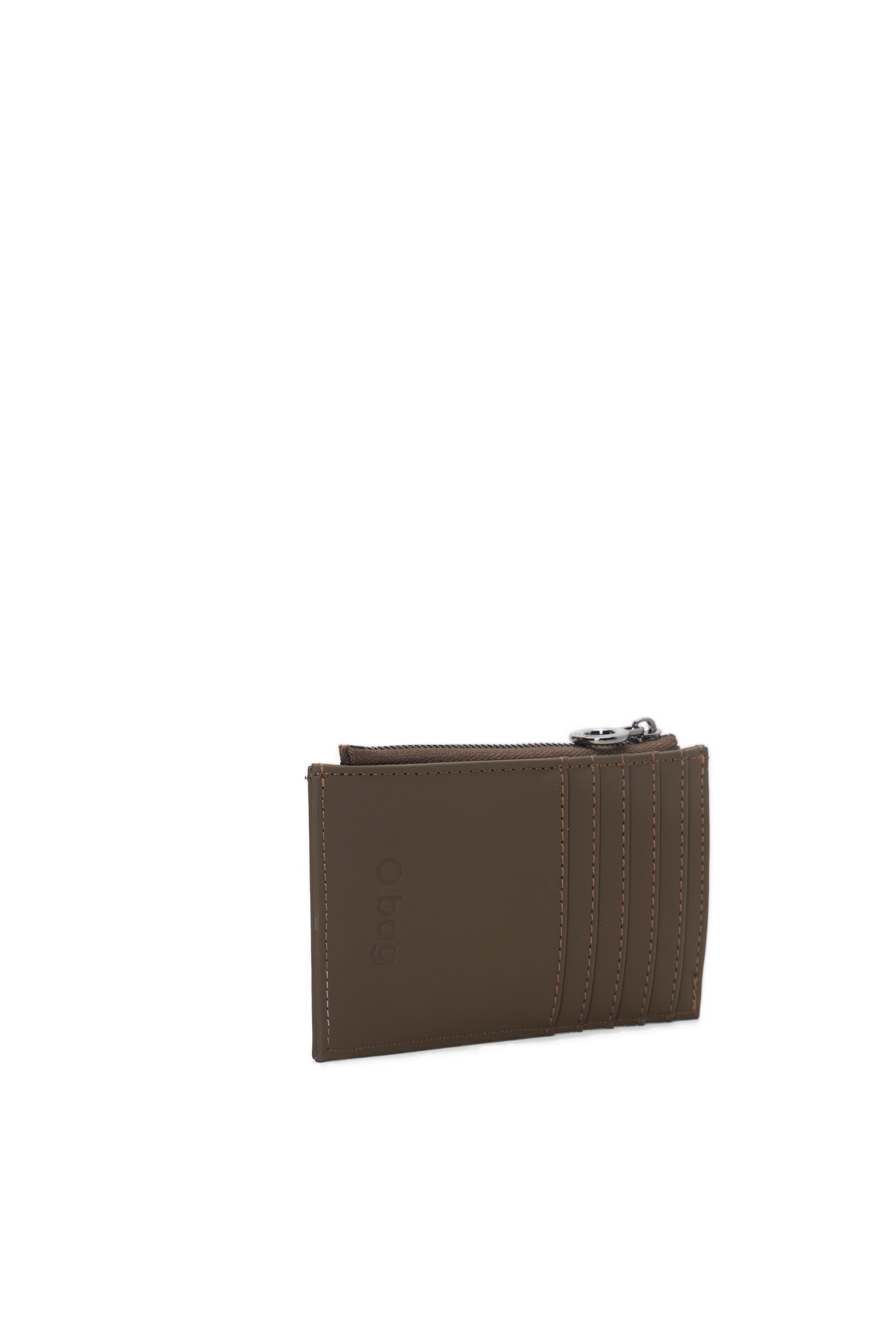 Accessoire Porte-Cartes Zippé O Bag Anemone Tissu Gommé Chocolat