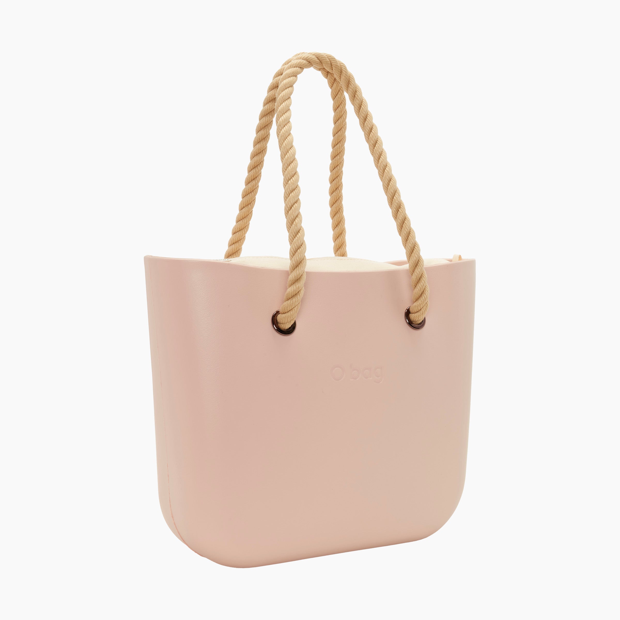 Borsa Composta O bag Manico Lungo Corda E Sacca Tessuto Canvas Rosa Smoke