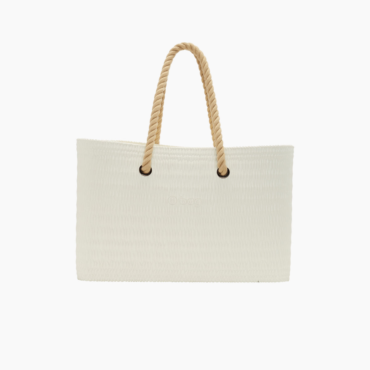 Obag Beach Completo con Asa Larga de Cuerda y Bolsa Interior de Lona Leche