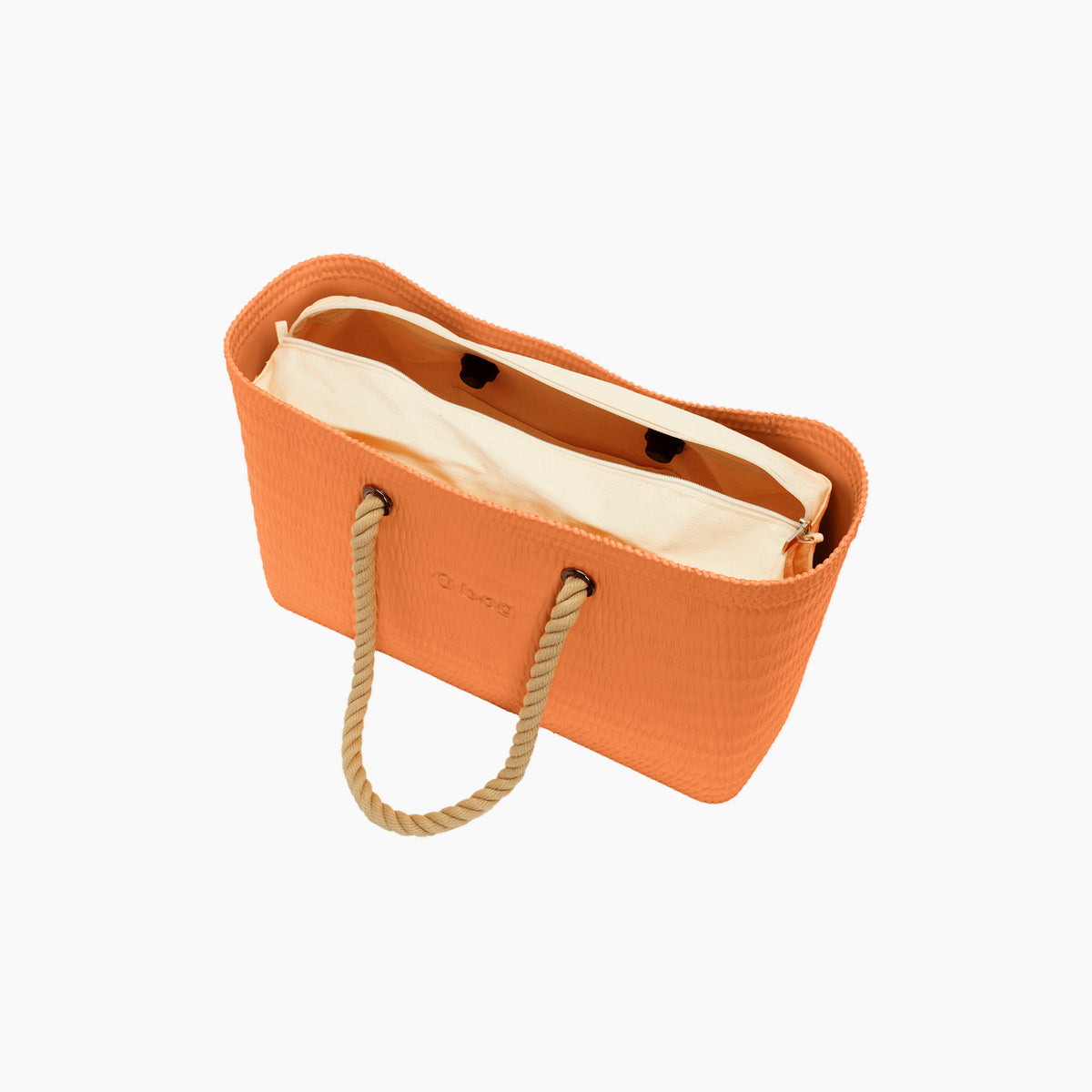 Obag Beach Completo con Asa Larga de Cuerda y Bolsa Interior de Lona Ámbar