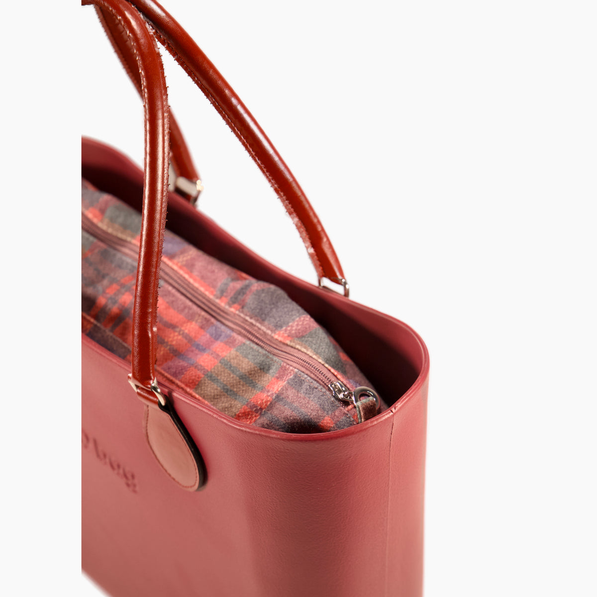O Bag Completo con Asa Midi y Bolsa Interior de Tejido Caledonia