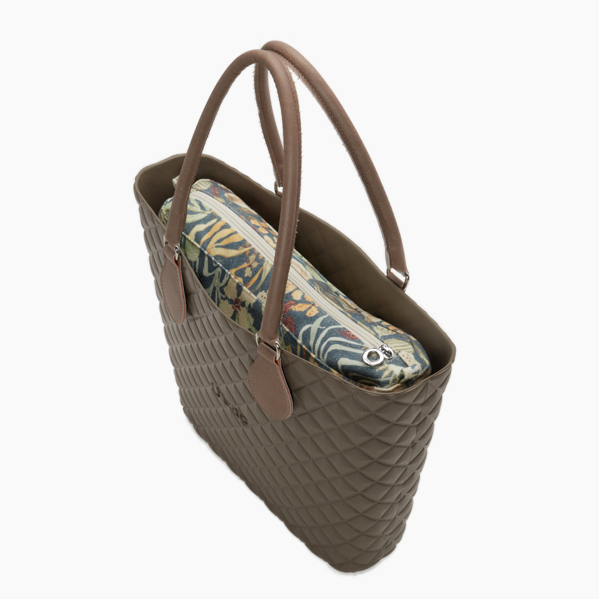 Borsa Composta O Bag Urban Midi Manico Midi E Sacca Tessuto Vanila Rose Noce