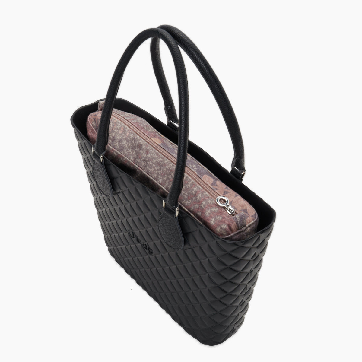 Assembled Bag O Bag Urban Midi Midi Handle And Inner Bag Fabric Bouquet D'Autunno Black