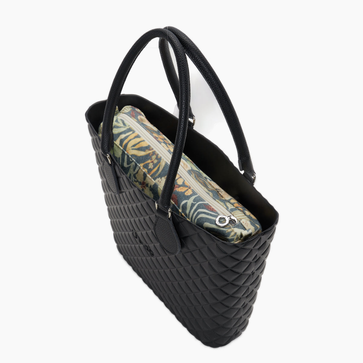 Borsa Composta O Bag Urban Midi Manico Midi E Sacca Tessuto Vanila Rose Nero