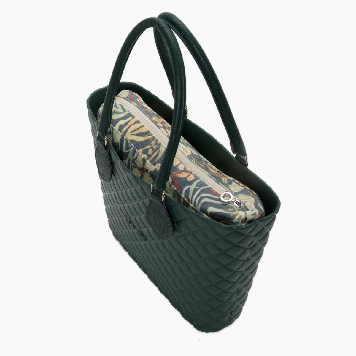 Bolso Compuesto O Bag Urban Midi Asa Midi Y Bolsa Interior Tejido Vanilla Rose Verde Edén