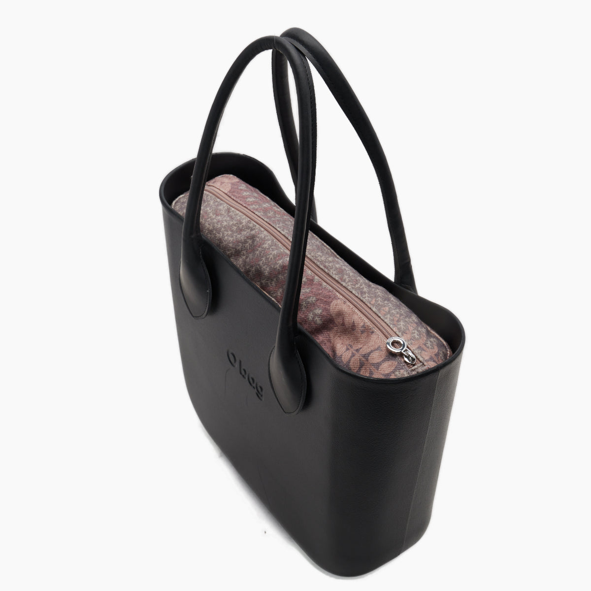 Borsa Composta O Bag Manico Lungo A Cuore E Sacca Tessuto Bouquet D'Autunno Nero