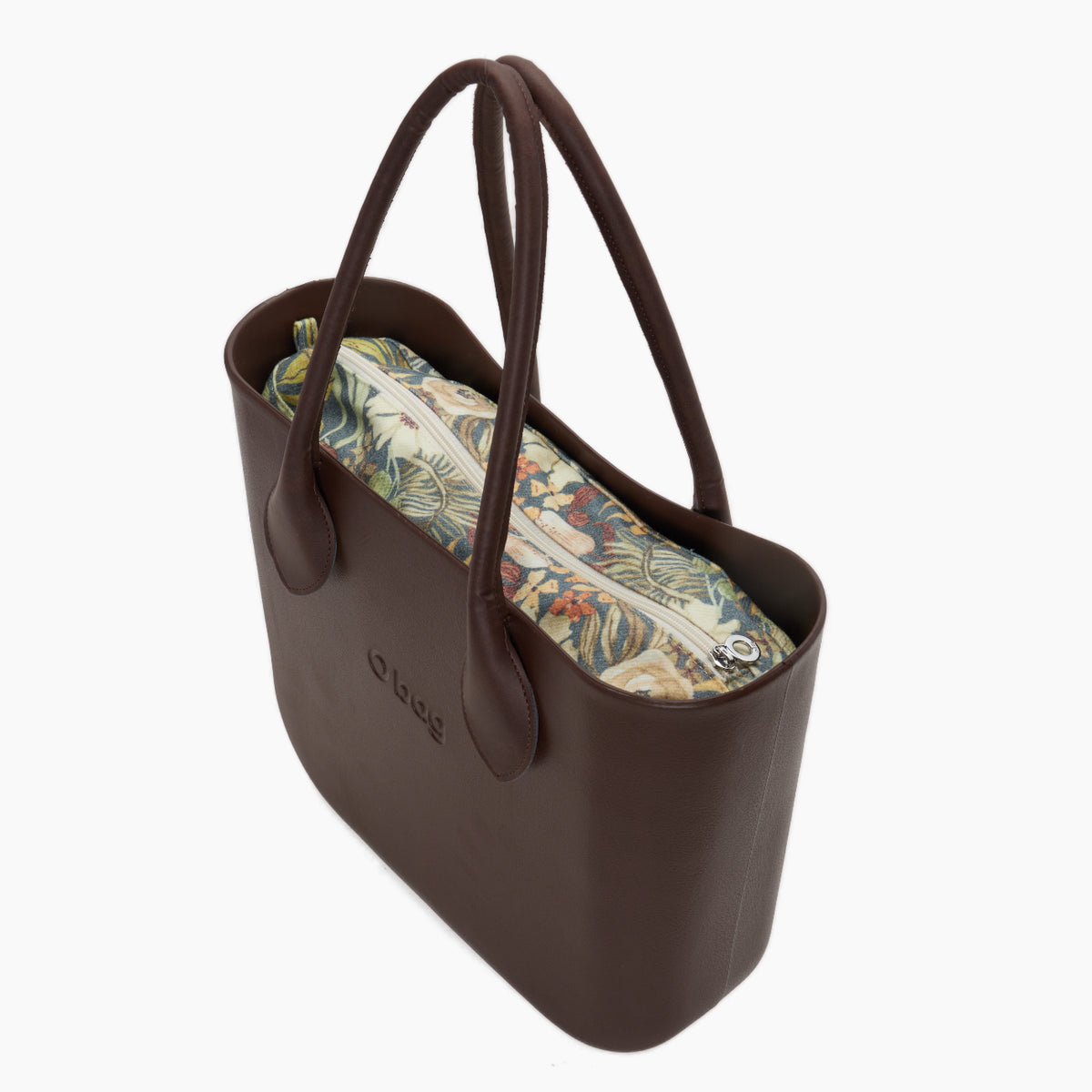 Borsa Composta O Bag Manico Lungo A Cuore E Sacca Tessuto Vanila Rose Choco