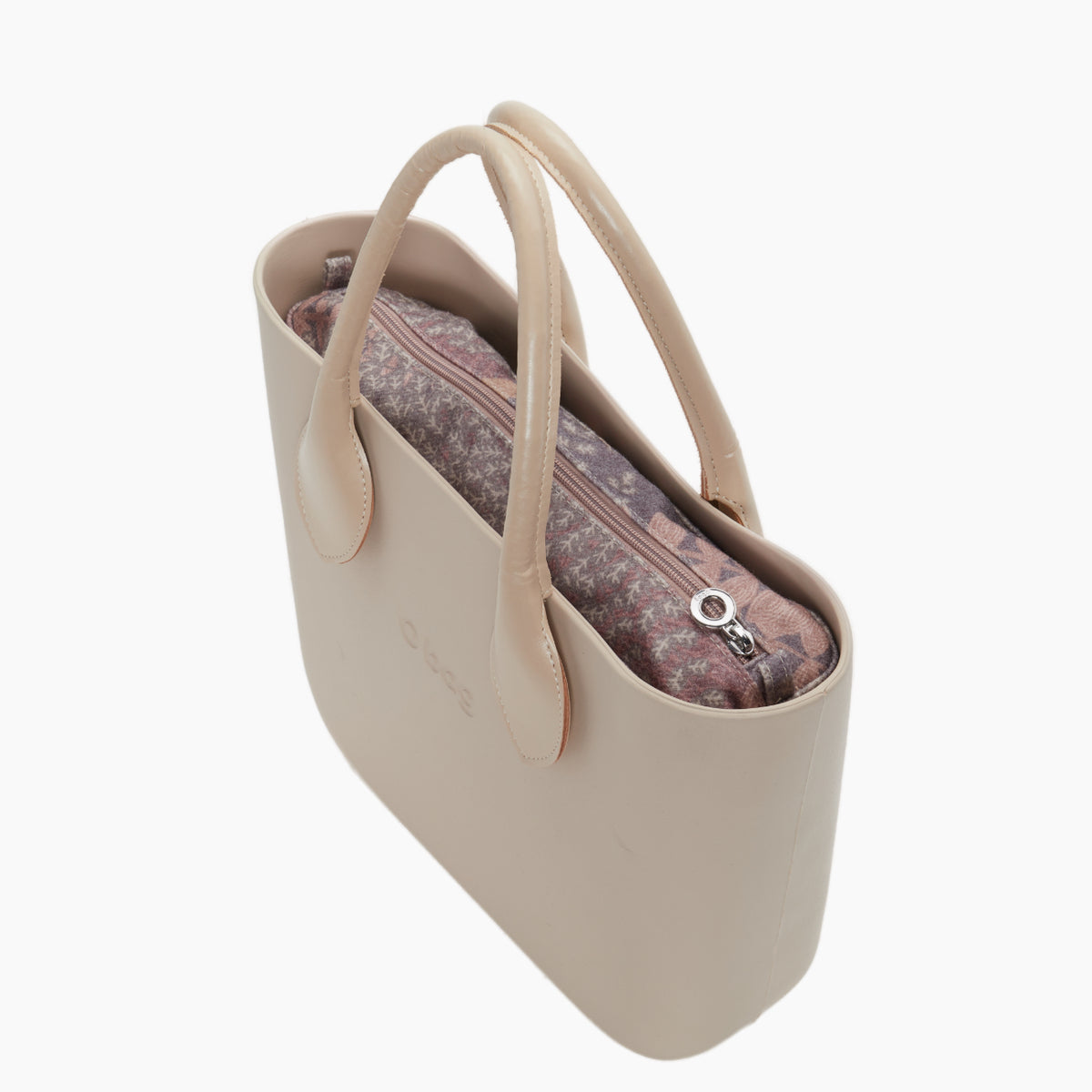 Bolso Compuesto O Bag Mini Asa Corta En Forma De Corazón Y Bolsa Interior Tejido Bouquet D'Autunno Arena