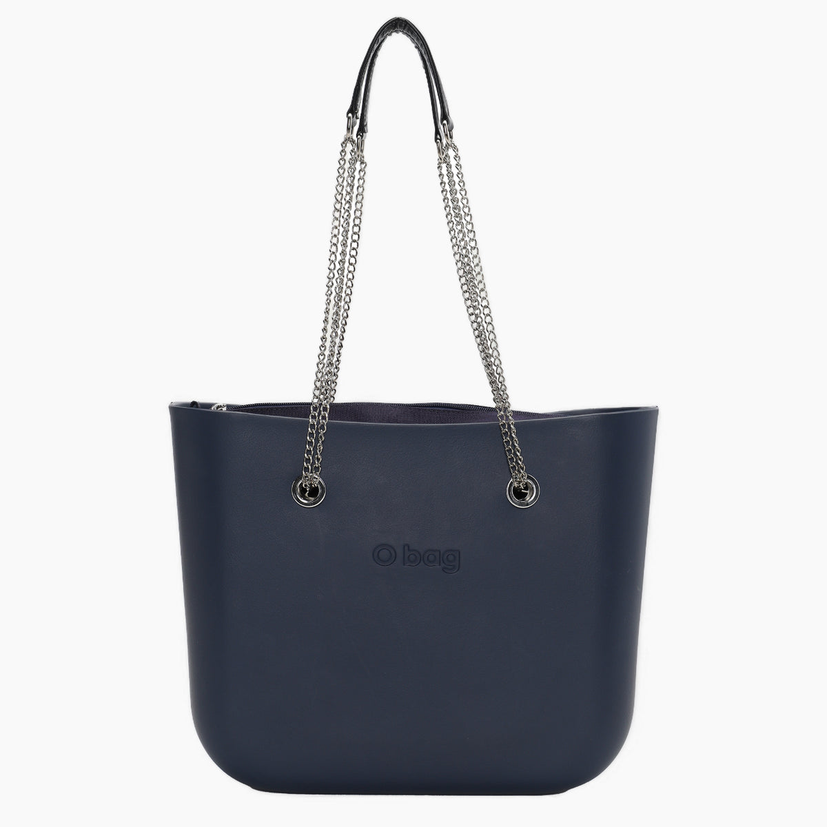 Borsa Composta O Bag  Manico Doppia Catena A T E Sacca Tessuto Canvas Blu Navy