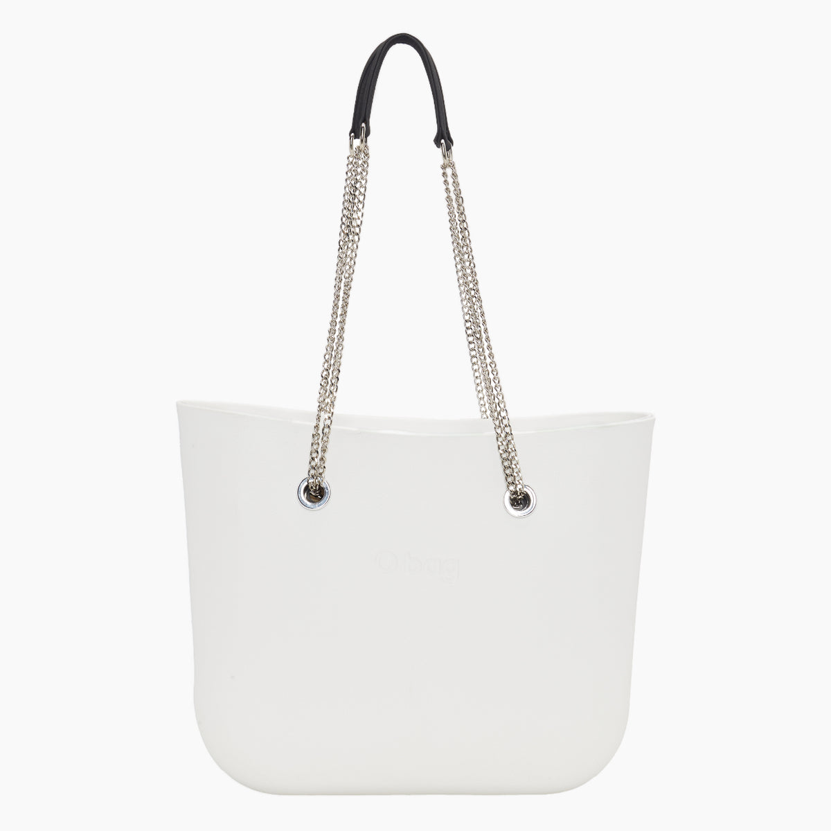 Borsa Composta O Bag Manico Lungo Catena A "T" E Sacca Tessuto Canvas Latte