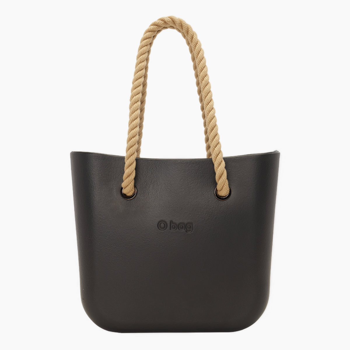 Borsa Composta O Bag Mini Manico Lungo Corda E Sacca Tessuto Canvas Nero