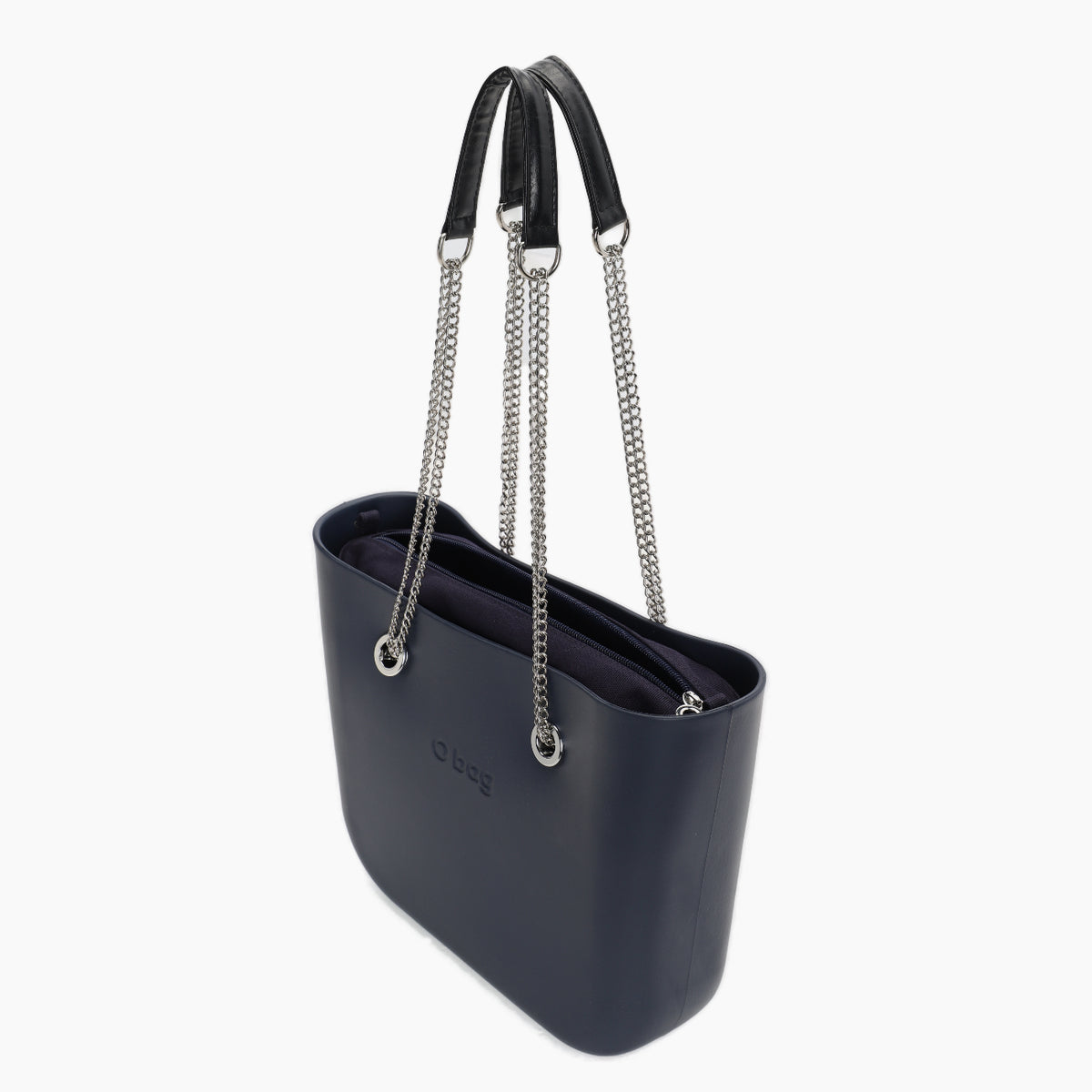 Borsa Composta O Bag  Mini  Manico Doppia Catena A T E Sacca Tessuto Canvas Blu Navy