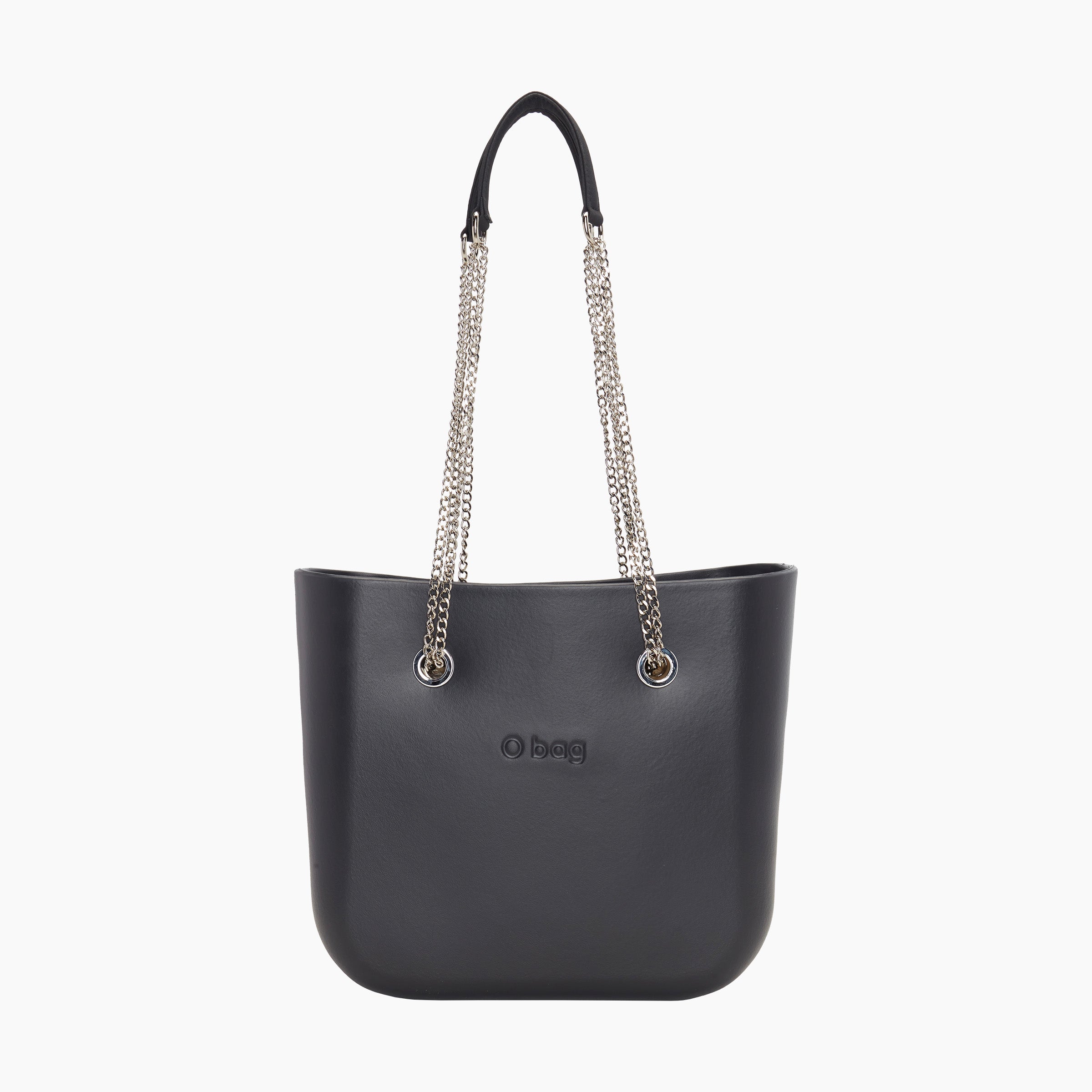 Zusammengesetzte Tasche Obag Mini Langer Kettenhenkel In T-Form Und Innentasche Stoff Canvas Schwarz