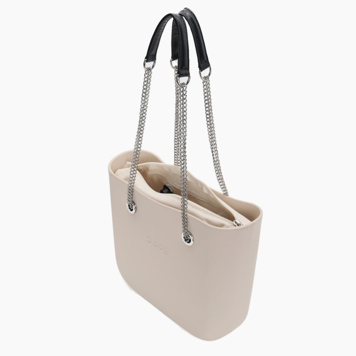 Borsa Composta O Bag  Mini  Manico Doppia Catena A T E Sacca Tessuto Canvas Sabbia