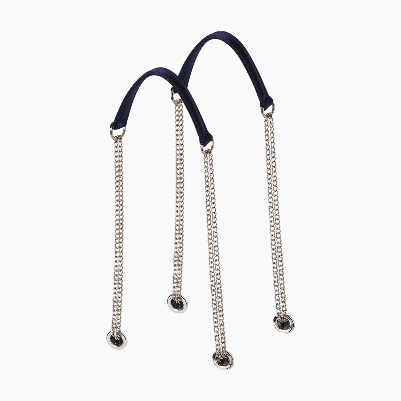 Manico doppia catena a t tessuto satin blu navy