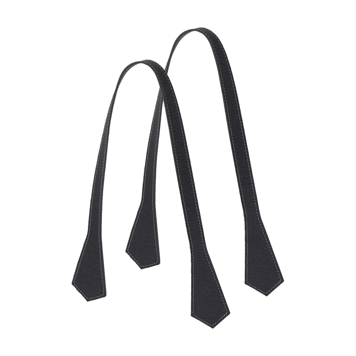 Long pointed black handle with stitching