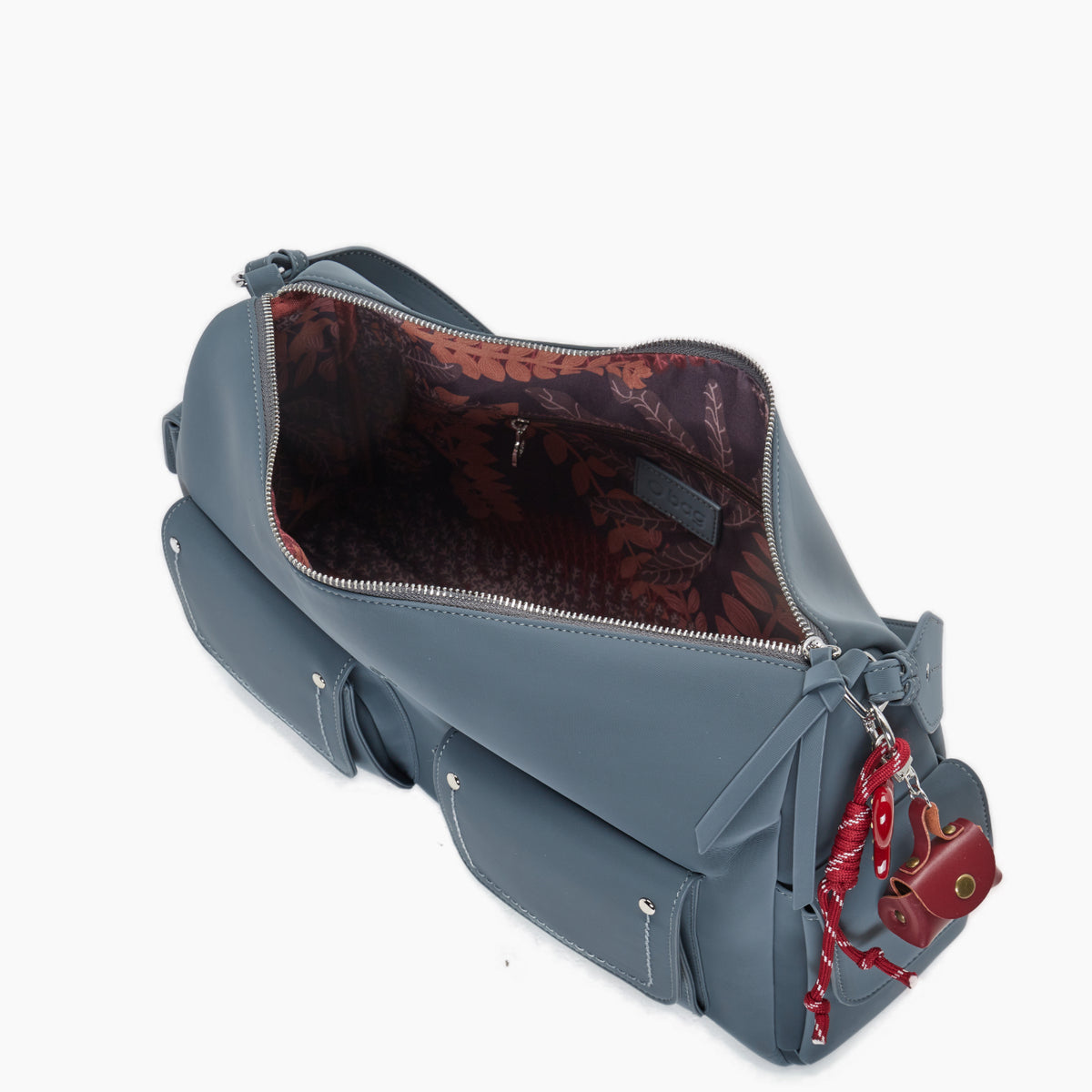 Complete Bag With Zip Closure And Pockets O Bag Sacca Iris New Sugar Paper Blue Rubberized Fabric
