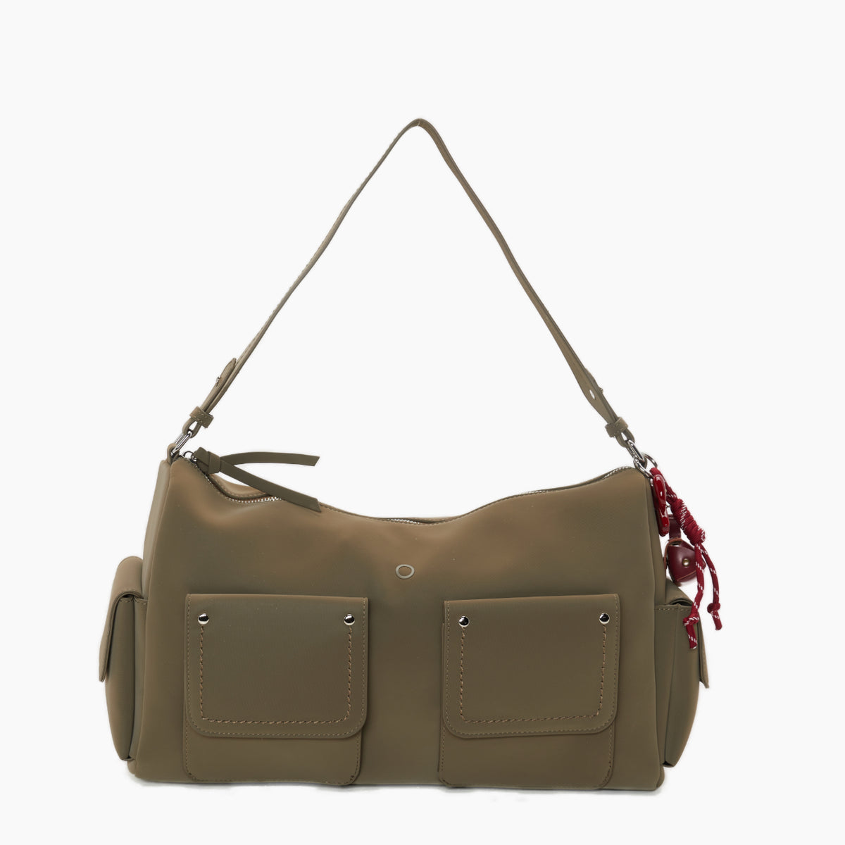 Borsa Completa Con Chiusura Zip E Tasche O Bag Sacca Iris Tessuto Gommato verde